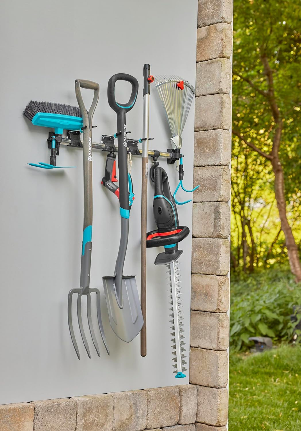 Gardena Set of Single Holders and Single Hooks: Brackets for Garden Tools, Extension for Tool Rack Plus, Universal Hook Made from Recycled Materials (3510-20)
