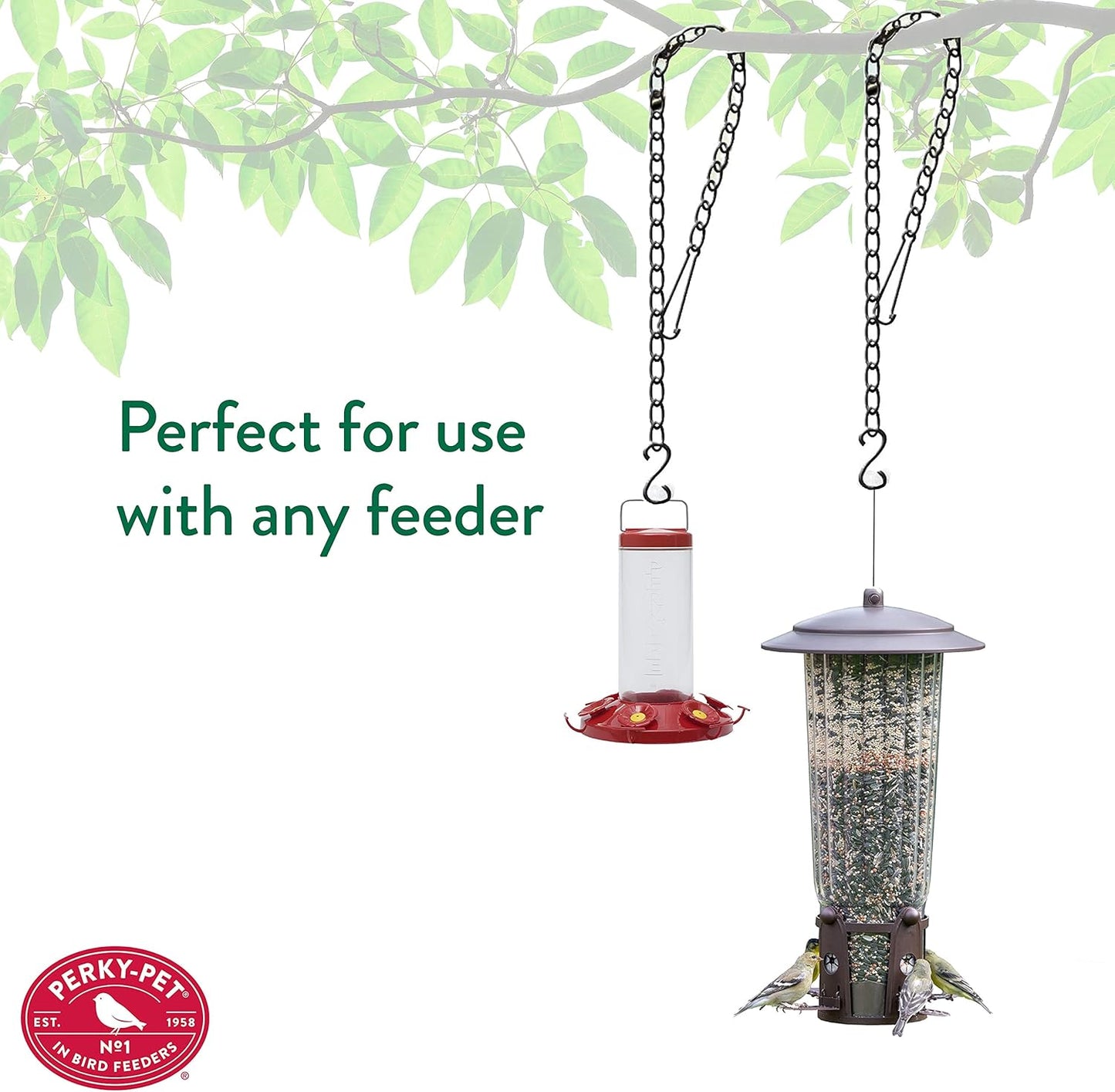 Perky-Pet 33 in Hanging Chain for Bird Feeders - Easily Hang Bird Feeders from Tree Branches, 65T - 33" long & holds up to 16 lb - Rust Resistant Chain