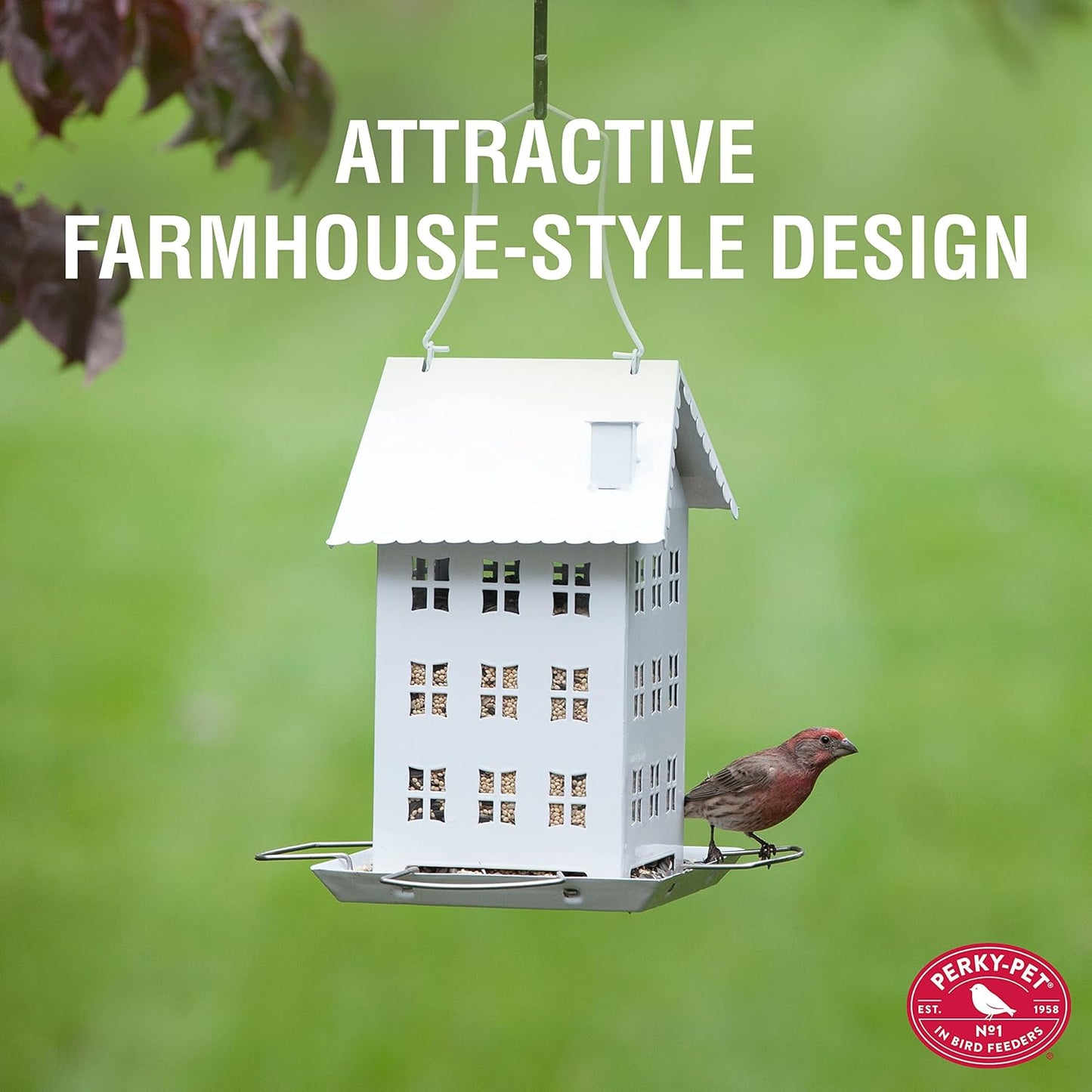 Perky-Pet Farmhouse Wild Bird Feeder - 2.8 lb Wild Bird Seed Capacity,