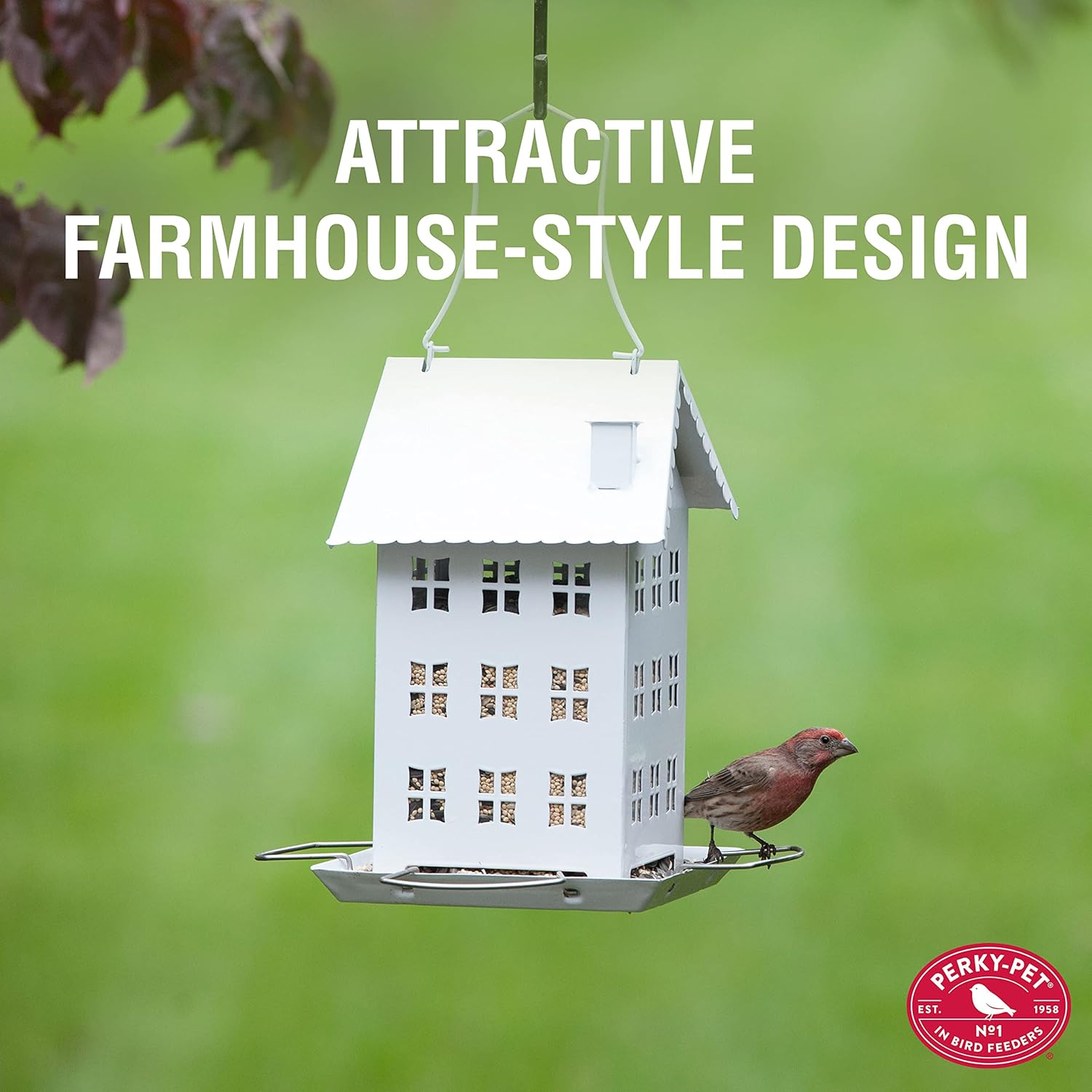 Perky-Pet Farmhouse Wild Bird Feeder - 2.8 lb Wild Bird Seed Capacity,