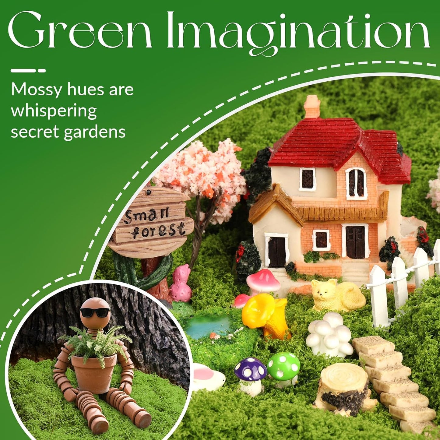 5.3OZ Artificial Faux Moss Fake Green Moss for Crafts Plants Indoor Fairy Garden DIY Decorative Walls Glass Containers Model Making Home (Light Green)