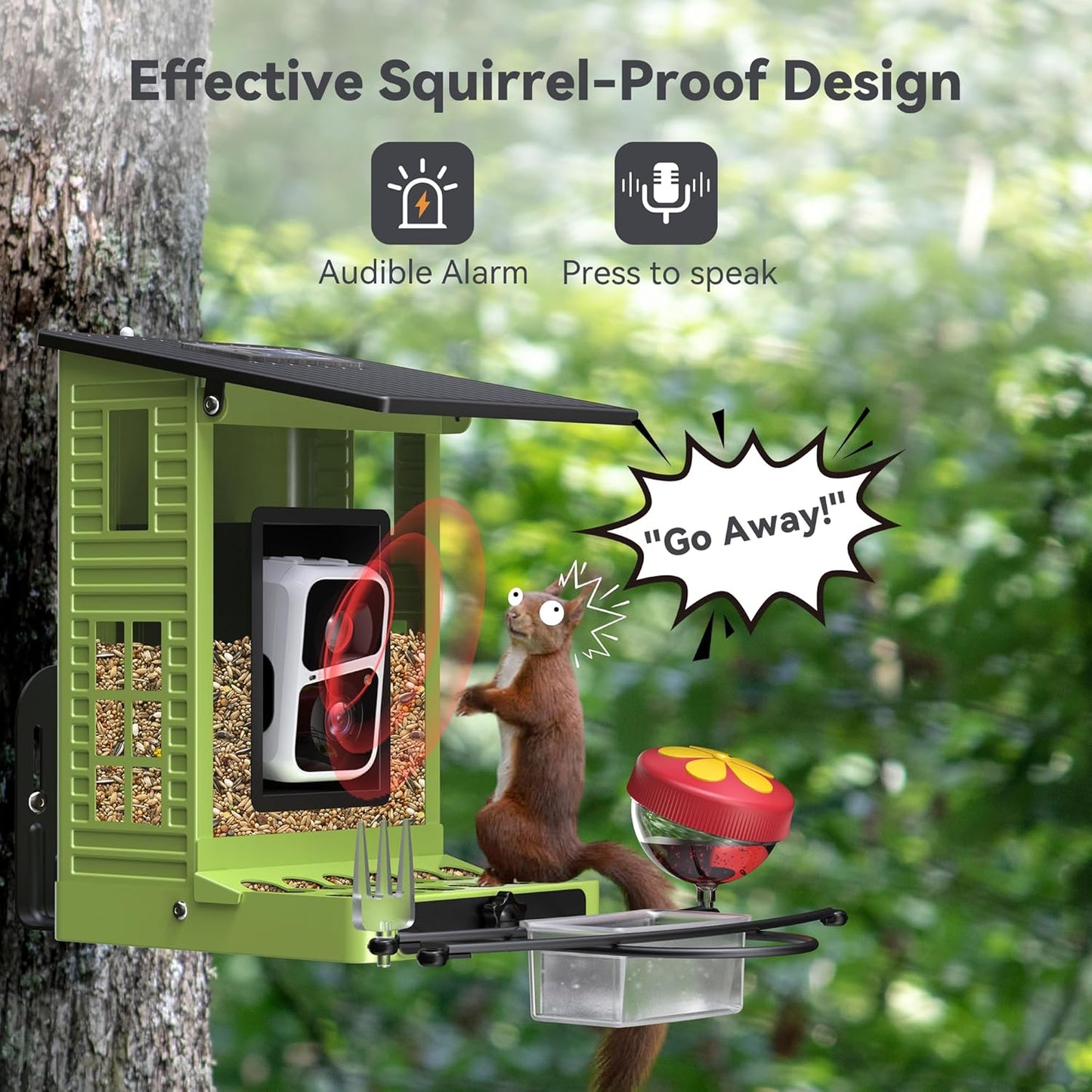 Rayki Metal Solar Powered Smart Bird Feeder with Camera, AI Identify with Solar Lights, 2K HD Cam & WiFi, Instant Arrival Alerts,Ideal Gift for Bird Lovers