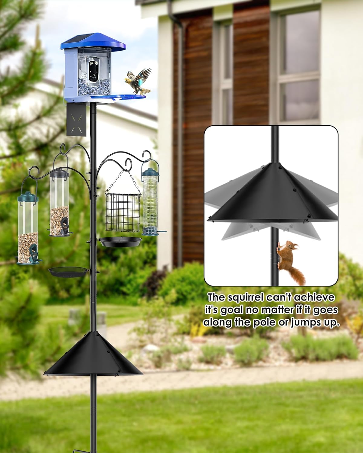 Bird Feeder Pole Squirrel Proof, 92 Inch Heavy Duty Bird Feeder Pole f