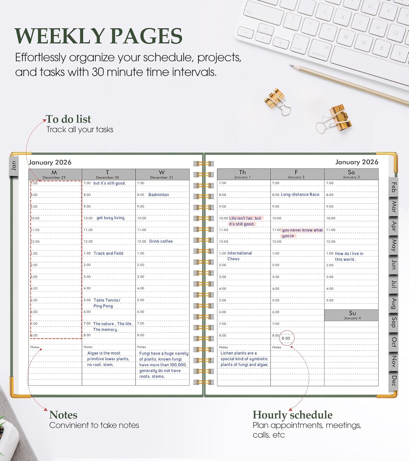 2026 Planner, Weekly and Monthly Calendar Planner from January 2026 - 