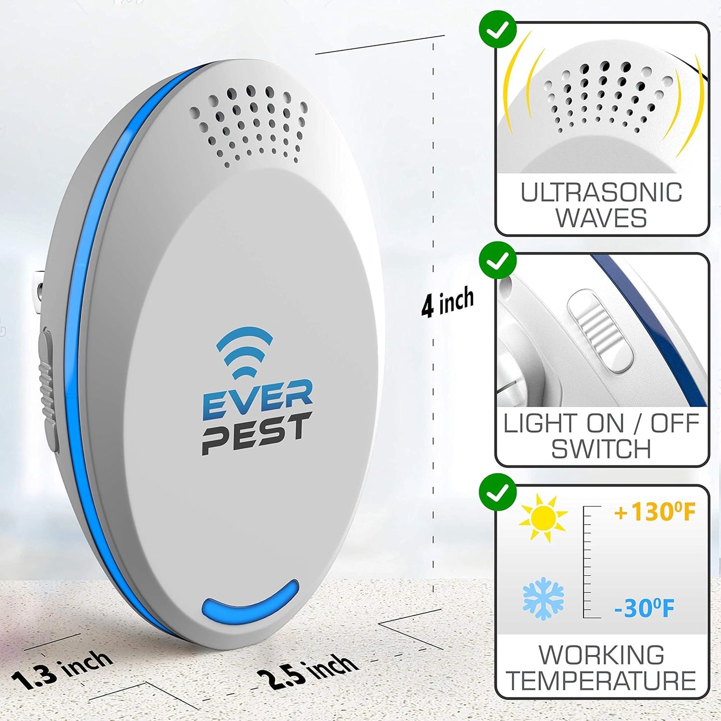 Ultrasonic Pest Repeller (2-Pack) Plug in Flea Rat Roach Mosquito Cock