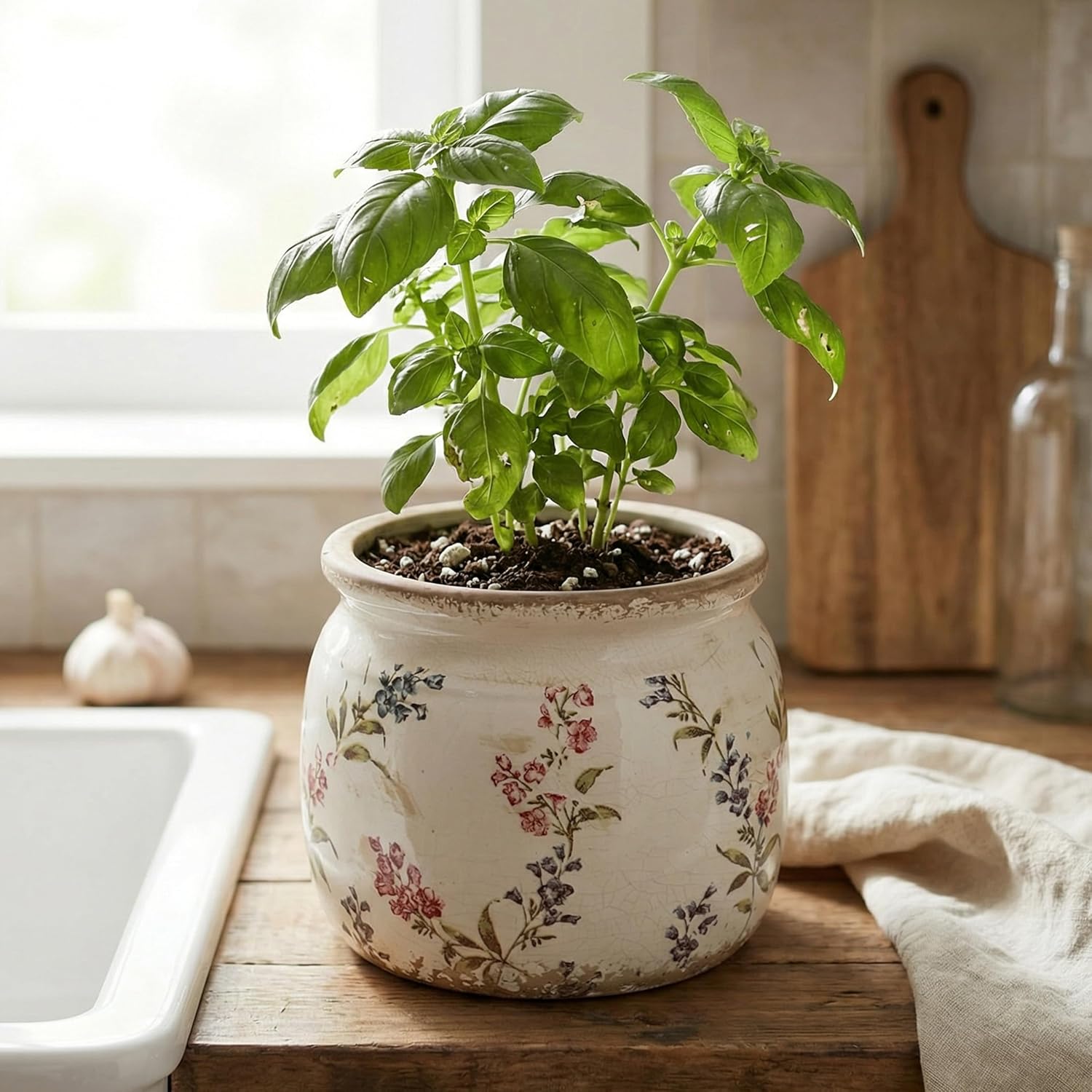 Flower Pots, Vintage Ceramic Planters for Indoor Plants, 6.29'' Plant 