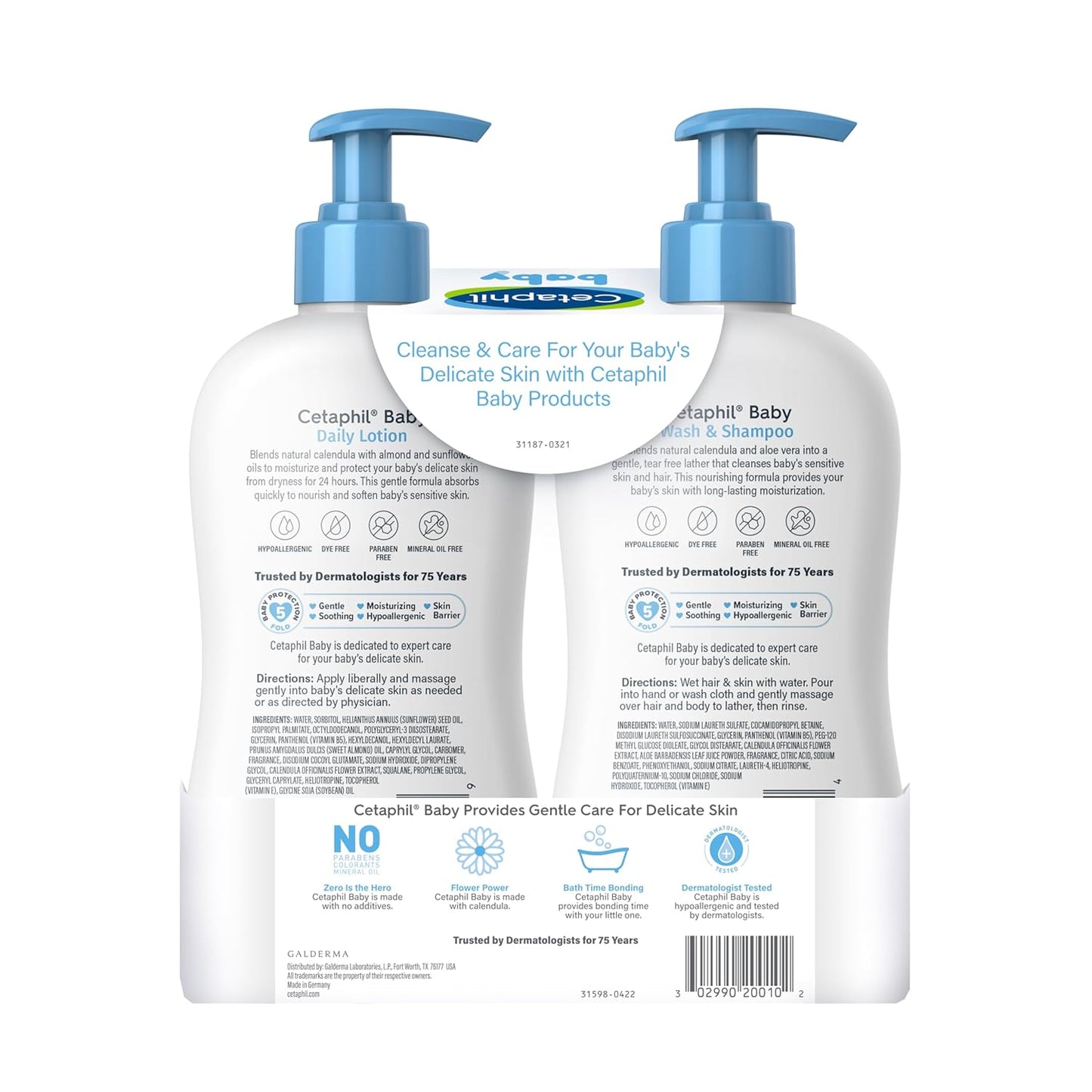 Cetaphil Baby Wash & Shampoo Plus Body Lotion, Healthy Skin Essentials