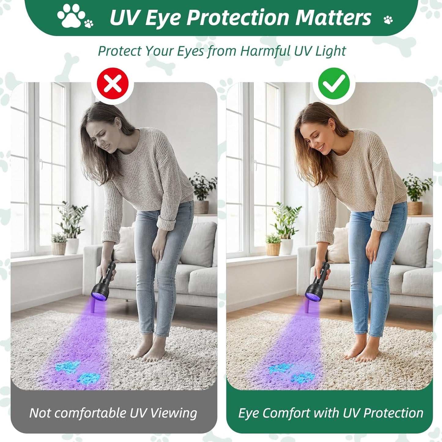 ESCO LITE UV Flashlight Black Light, 51 LED 395 nM Ultraviolet Blacklight Detector for Dog Urine, Pet Stains and Bed Bug