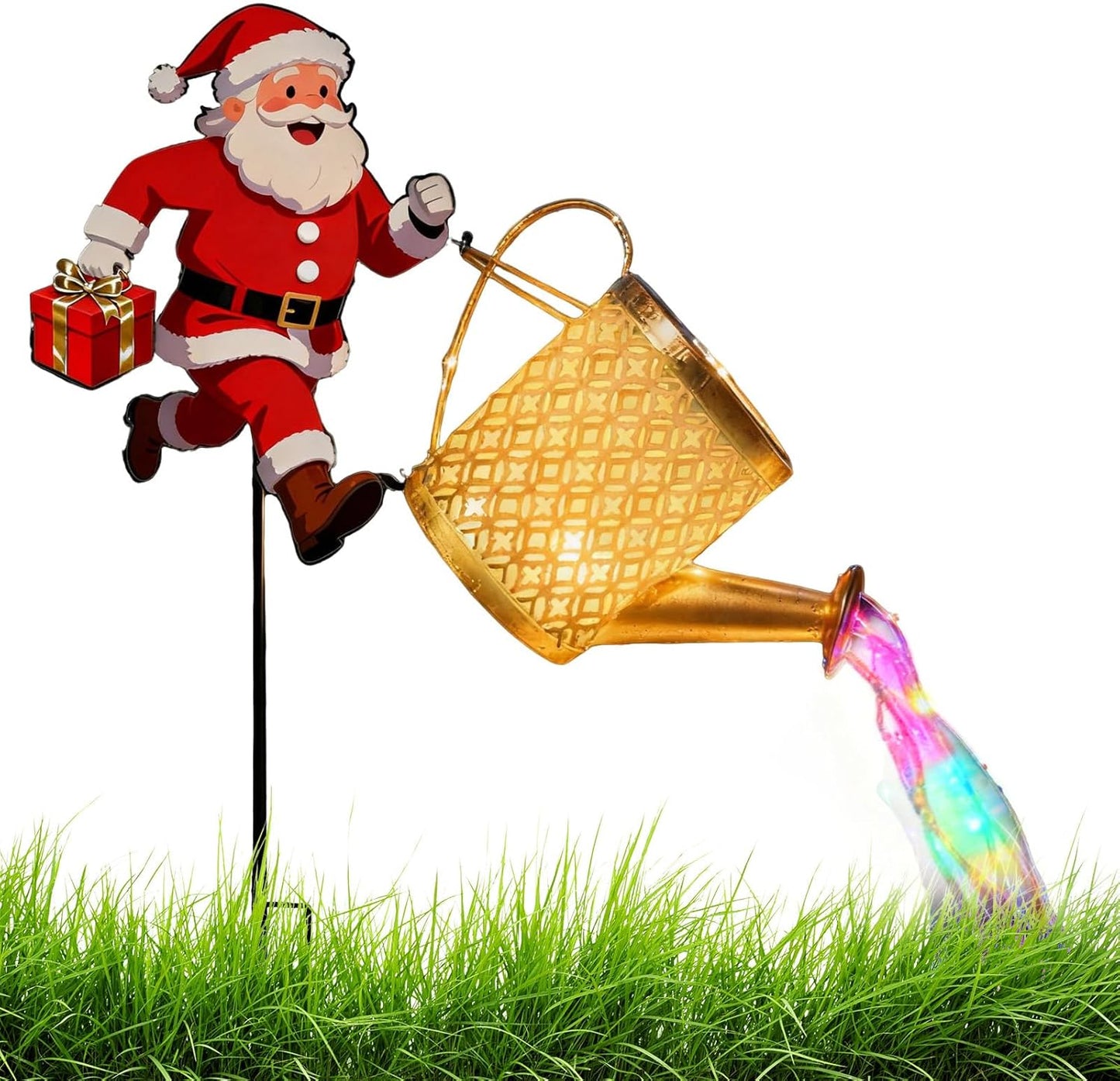 Christmas Santa Solar Kettles Lights - Solar Waterproof Decorative Christmas Decoration - Garden Ground Kettle Lamps - for Garden Pathway Driveway Patio Lawn Porch