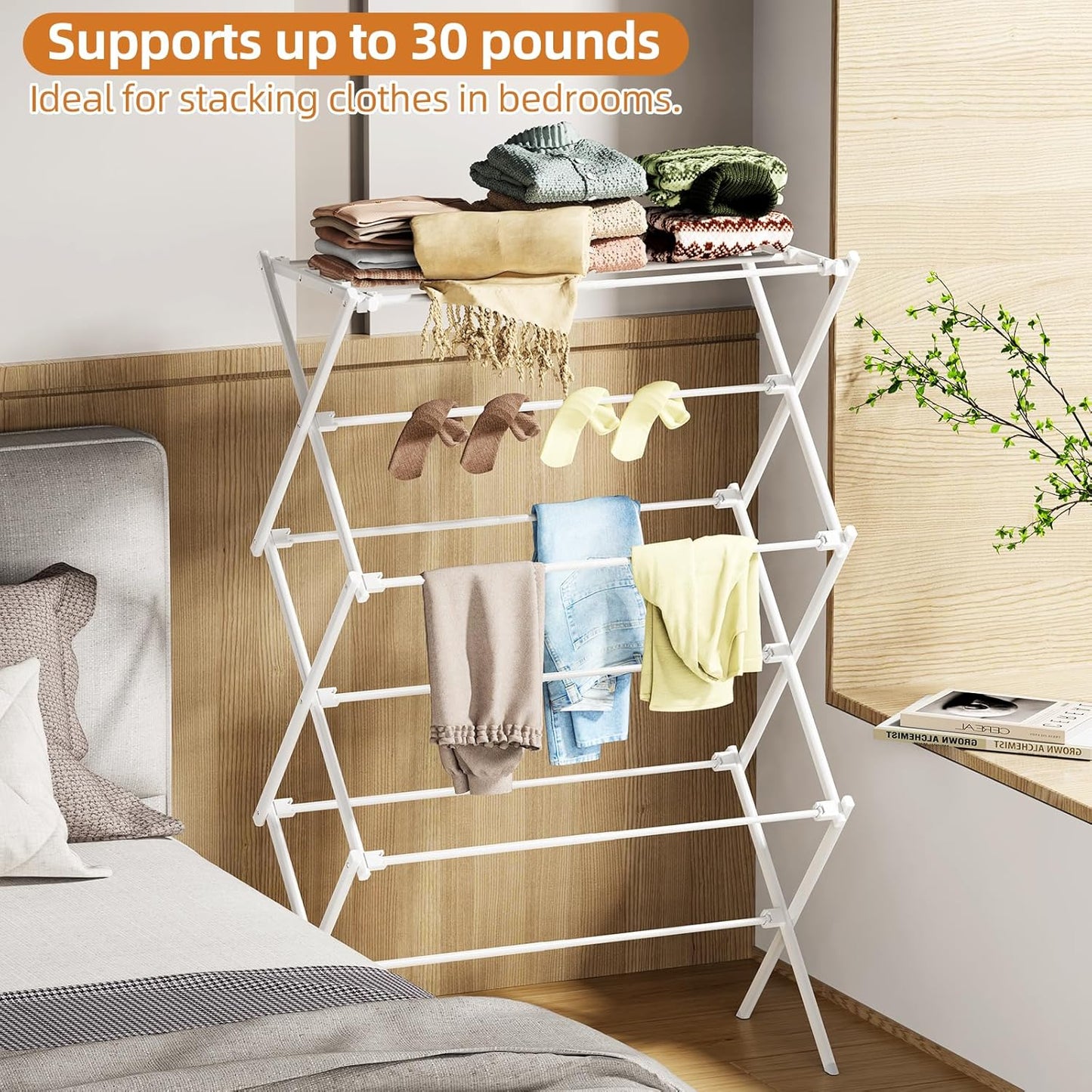 Drying Rack Clothing, 3-Tier Clothes Drying Rack Foldable, Antirust La