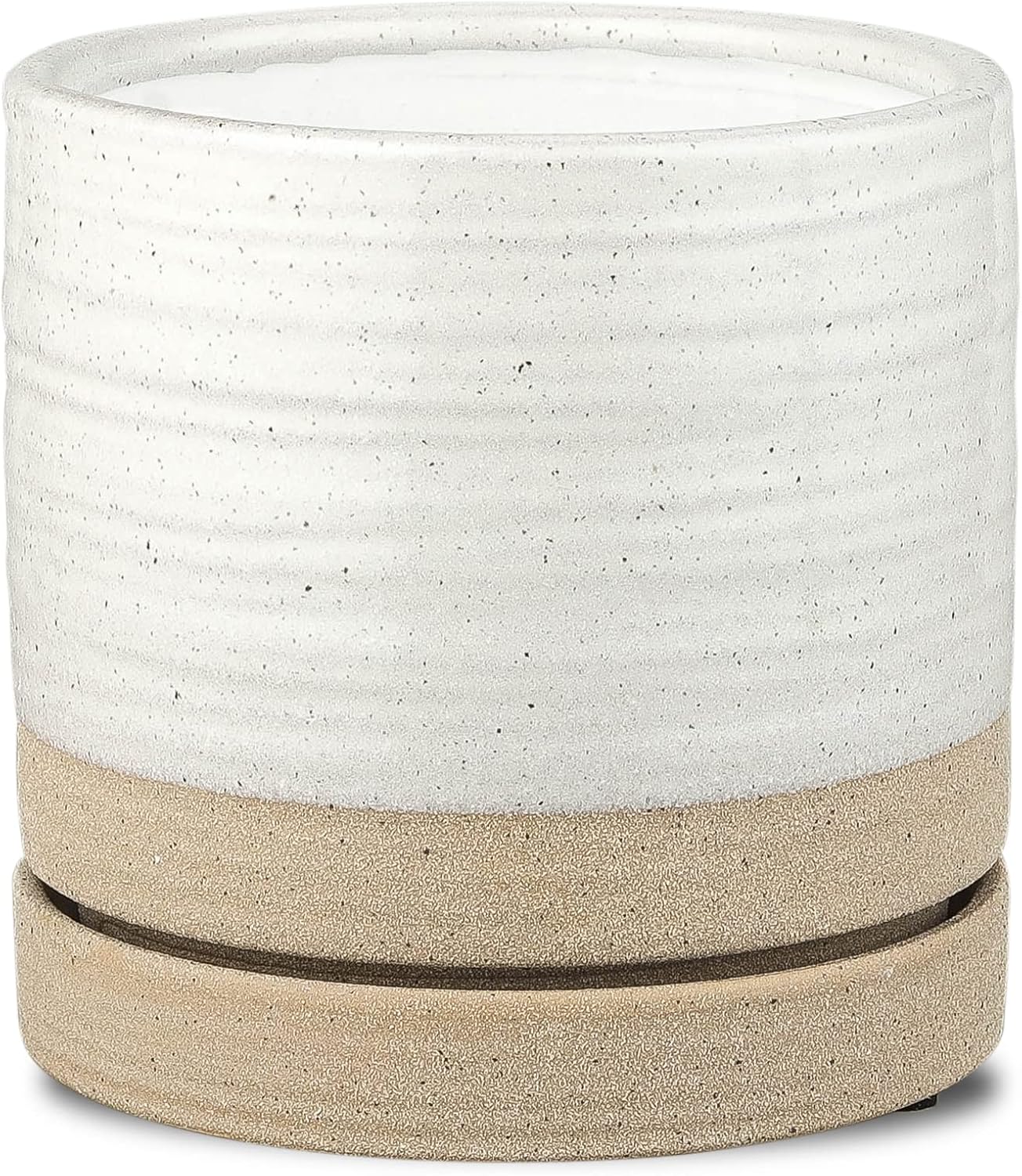 6 Inch Plant Pots, Ceramic Planter Pot with Drainage Hole & Saucer, In
