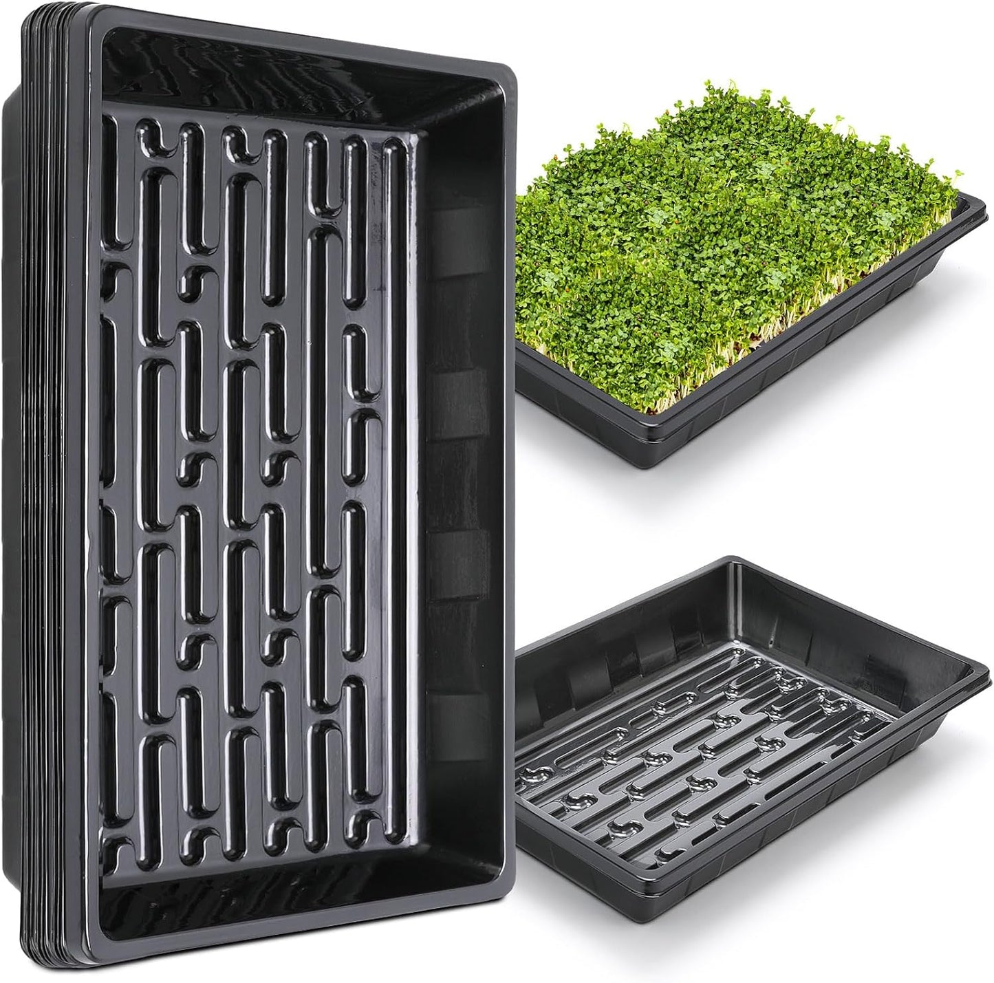 Sckee Upgraded 10 Pack Plant Growing Trays Seed Starting Tray Microgre