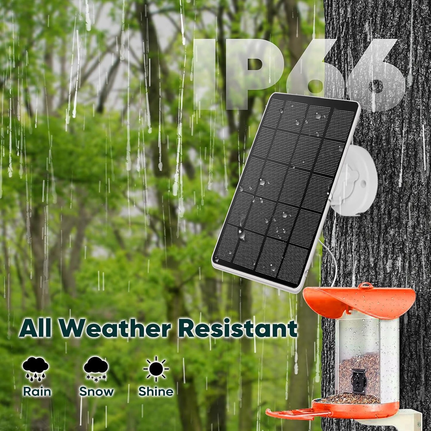 Solar Panel for Bird Feeder, Continuously 3W Power Supply for Your Bir
