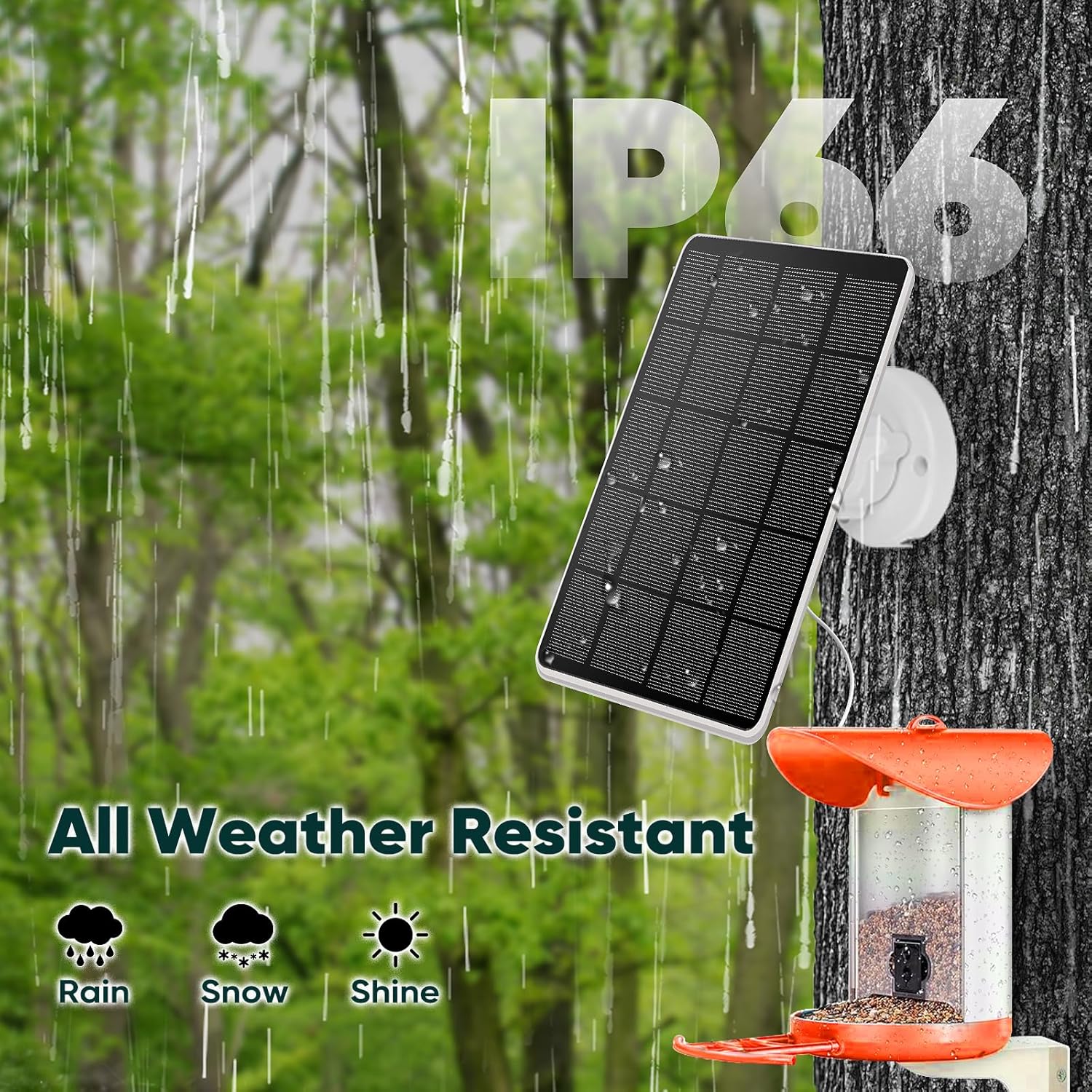 Solar Panel for Bird Feeder, Continuously 3W Power Supply for Your Bir