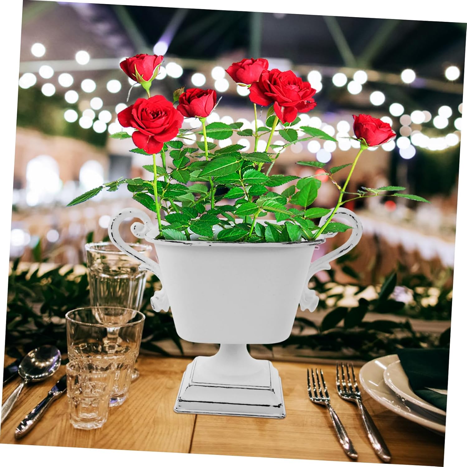 Delicate Vintage Metal Flowerpot for Wedding Centerpieces and Table De
