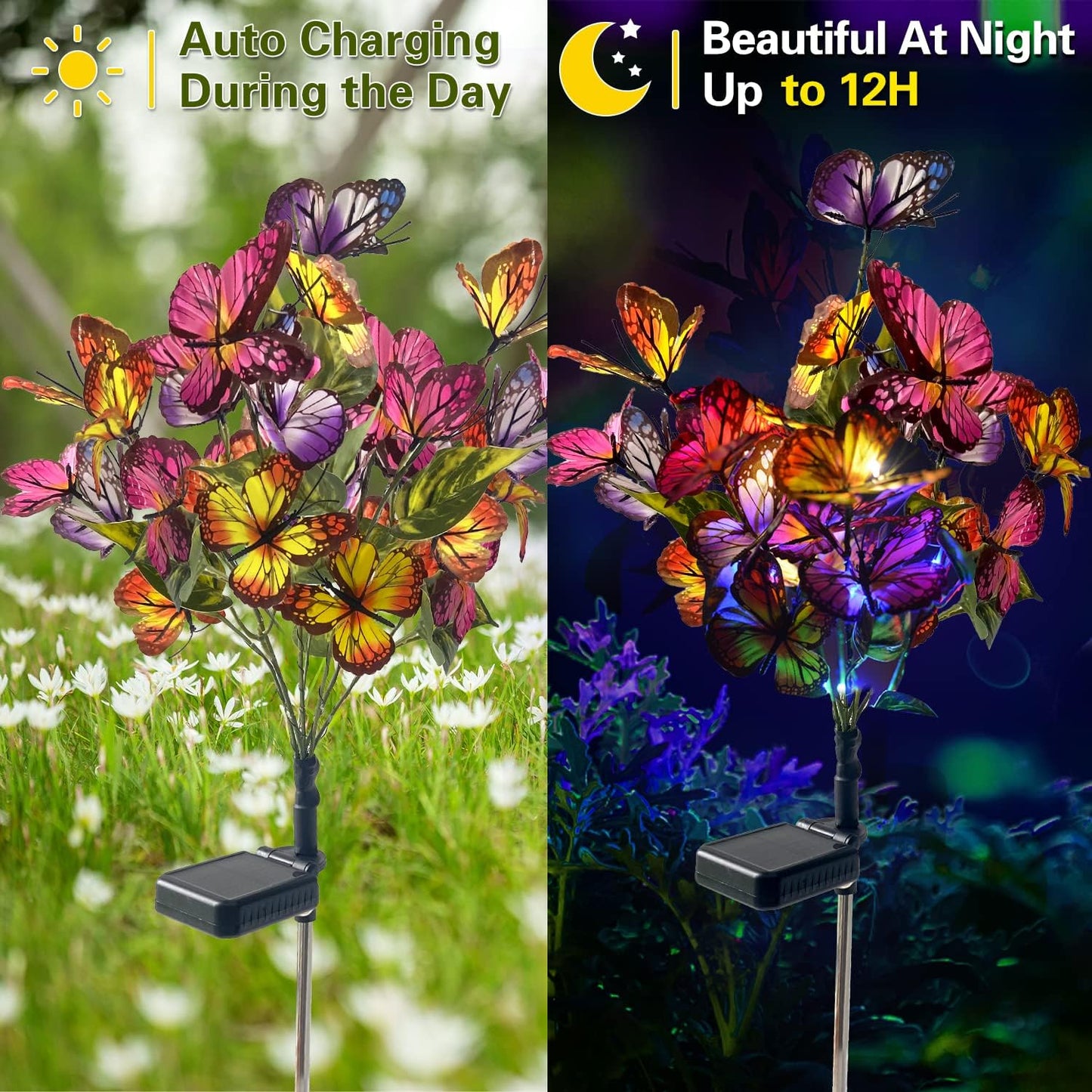 Solar Lights Outdoor Garden Decorative Solar Stake with 2 Pack Decor Powered Waterproof for Garden Yard Pathway