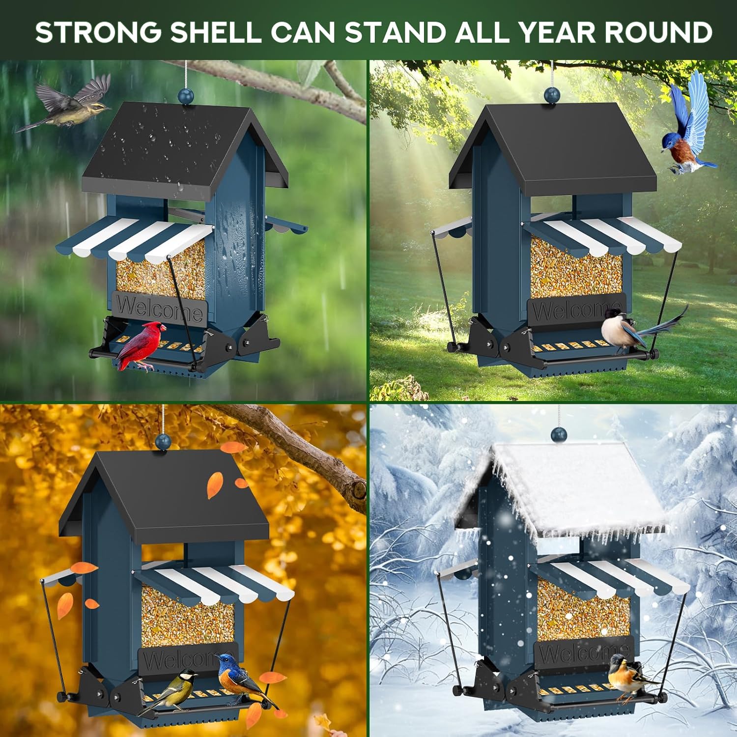 2025 Squirrel Proof Bird Feeders for Outdoors with Weight-Activated, 5