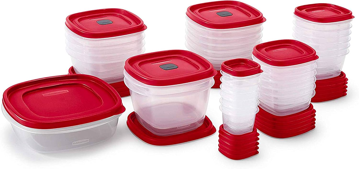 Rubbermaid 60-Piece Food Storage Containers with Lids, Microwave and D