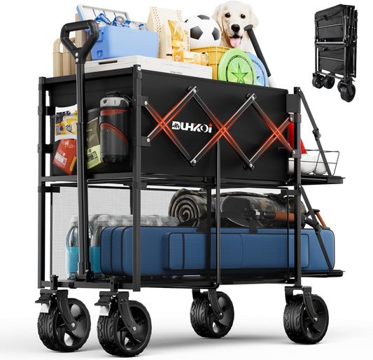 Double Decker Wagon 320L Large Capacity 400LBS Collapsible Sports Util