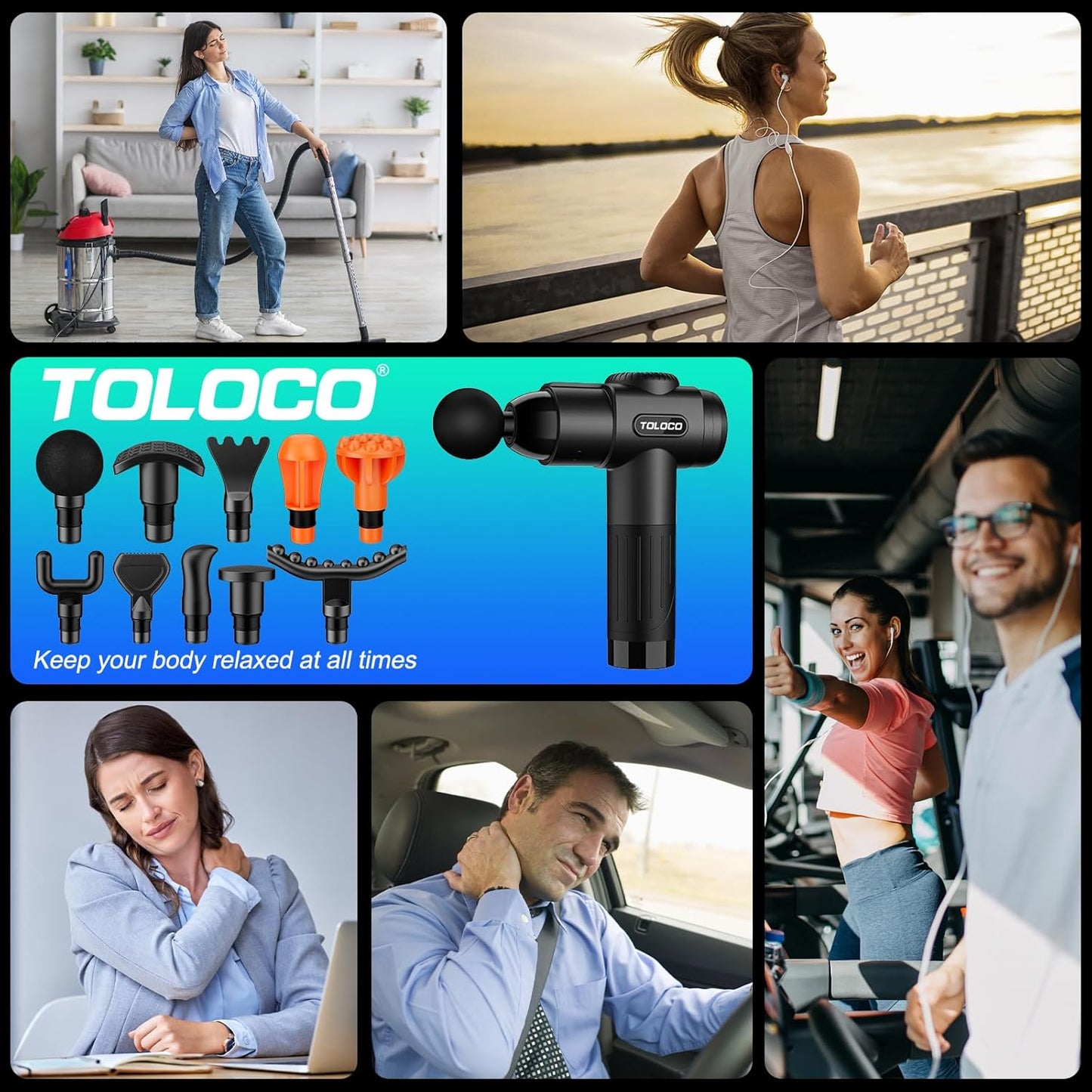 TOLOCO Massage Gun, Deep Tissue Back Massage for Athletes for Pain Rel
