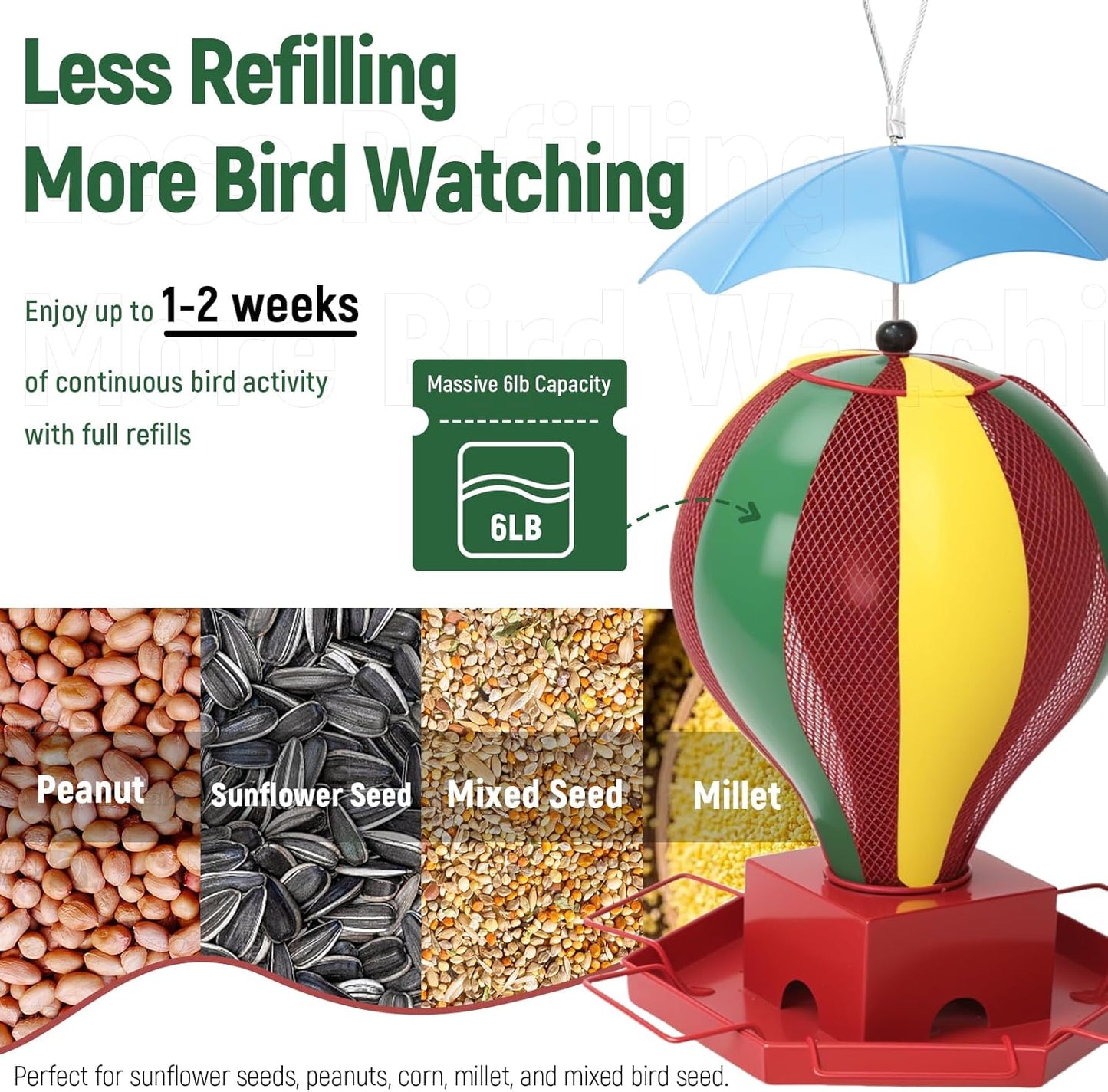Bird Feeder for Outdoors, Squirrel Proof Outside Hanging Unique Design