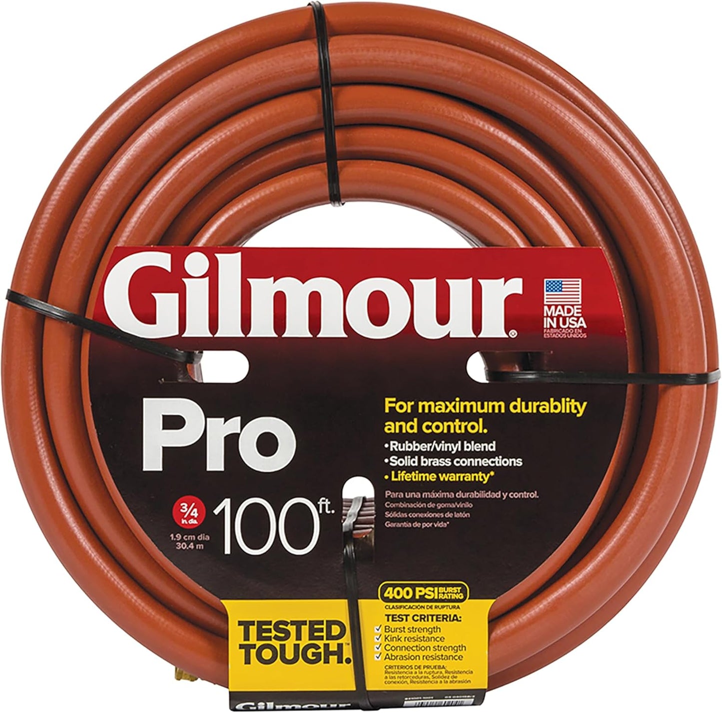 Gilmour Pro Commercial 3/4" x 100' Heavy Duty Water Hose, Durable and 