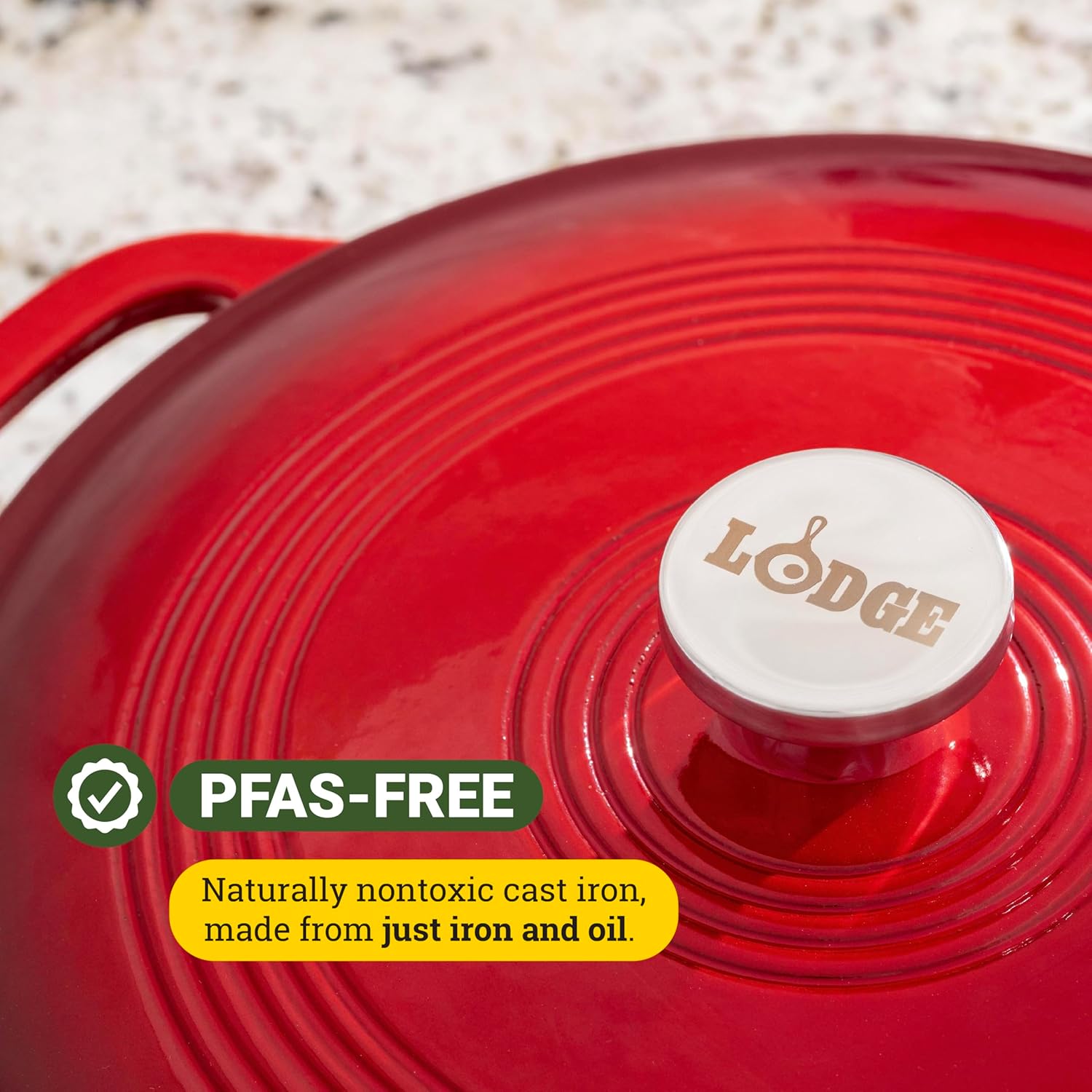 Lodge 3.6 Quart Enameled Cast Iron Oval Casserole With Lid– Dual Handl