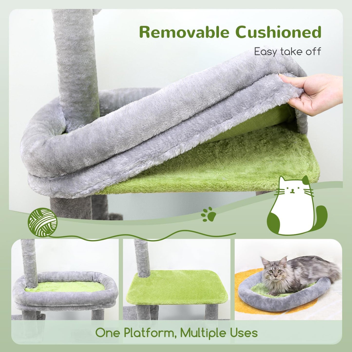 Globlazer Cat Tower for Indoor Adult Cats, 50-inch Heavy Duty Cat Tree