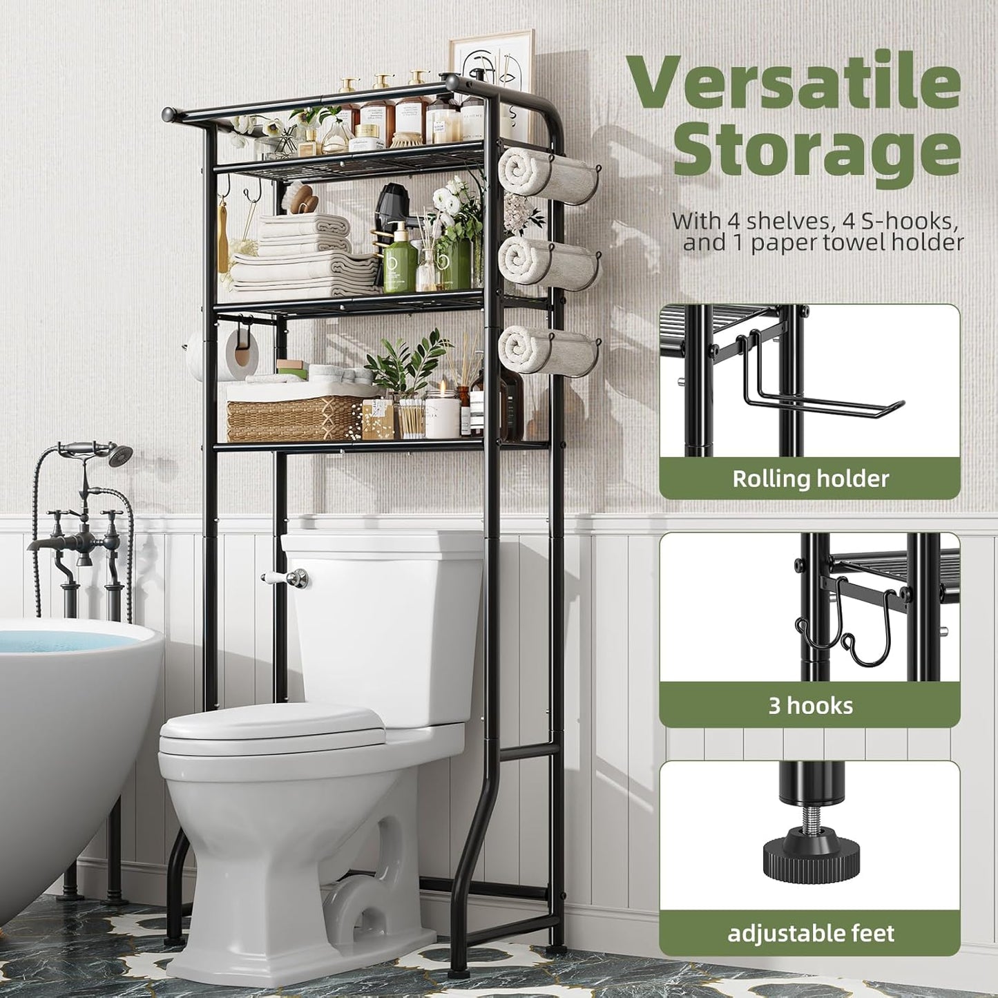 Simple Trending Over The Toilet Storage Cabinet, Metal Bathroom Shelf 