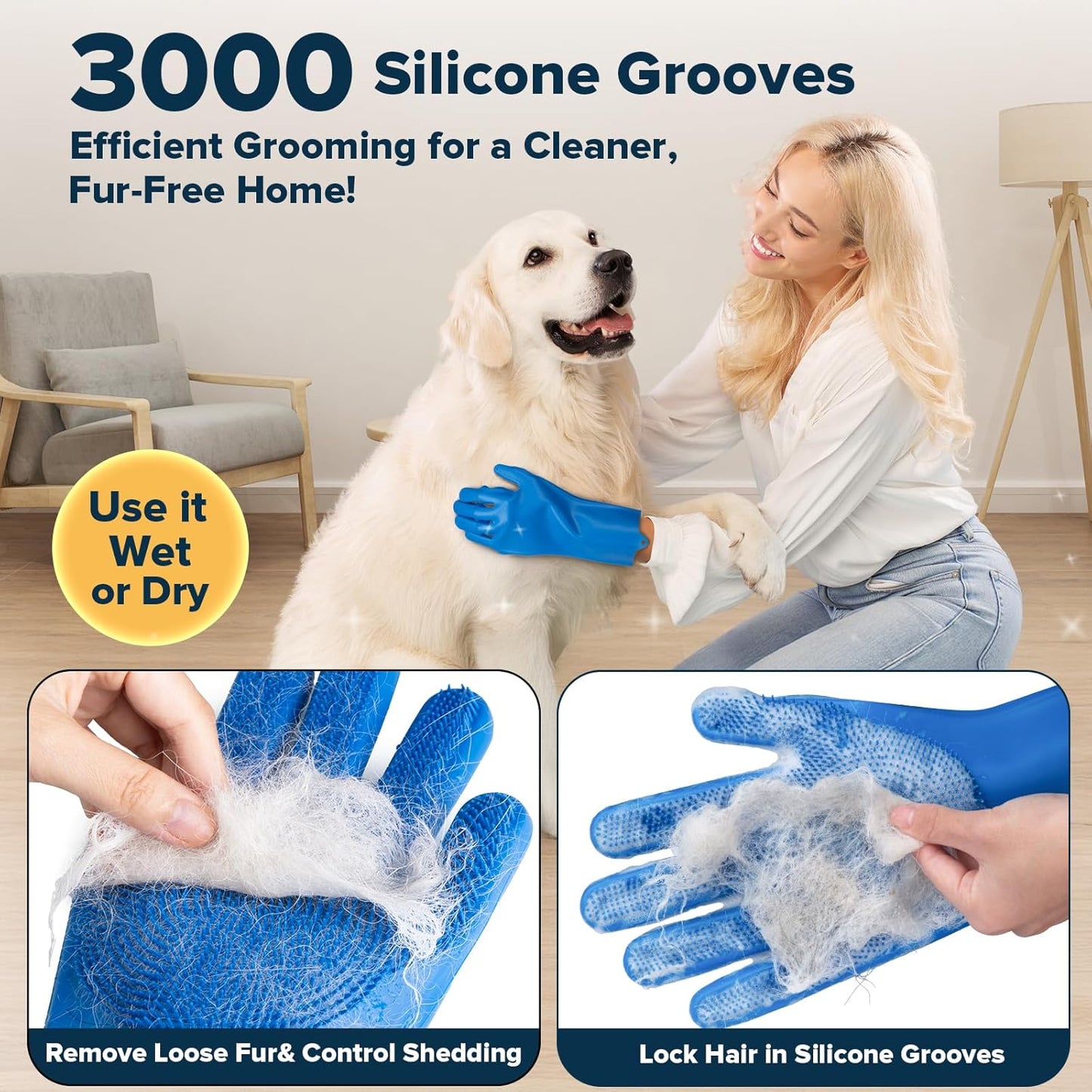 6PCS Pet Grooming Kit for Dogs,Cats and Horses | Dog Washing Gloves | 