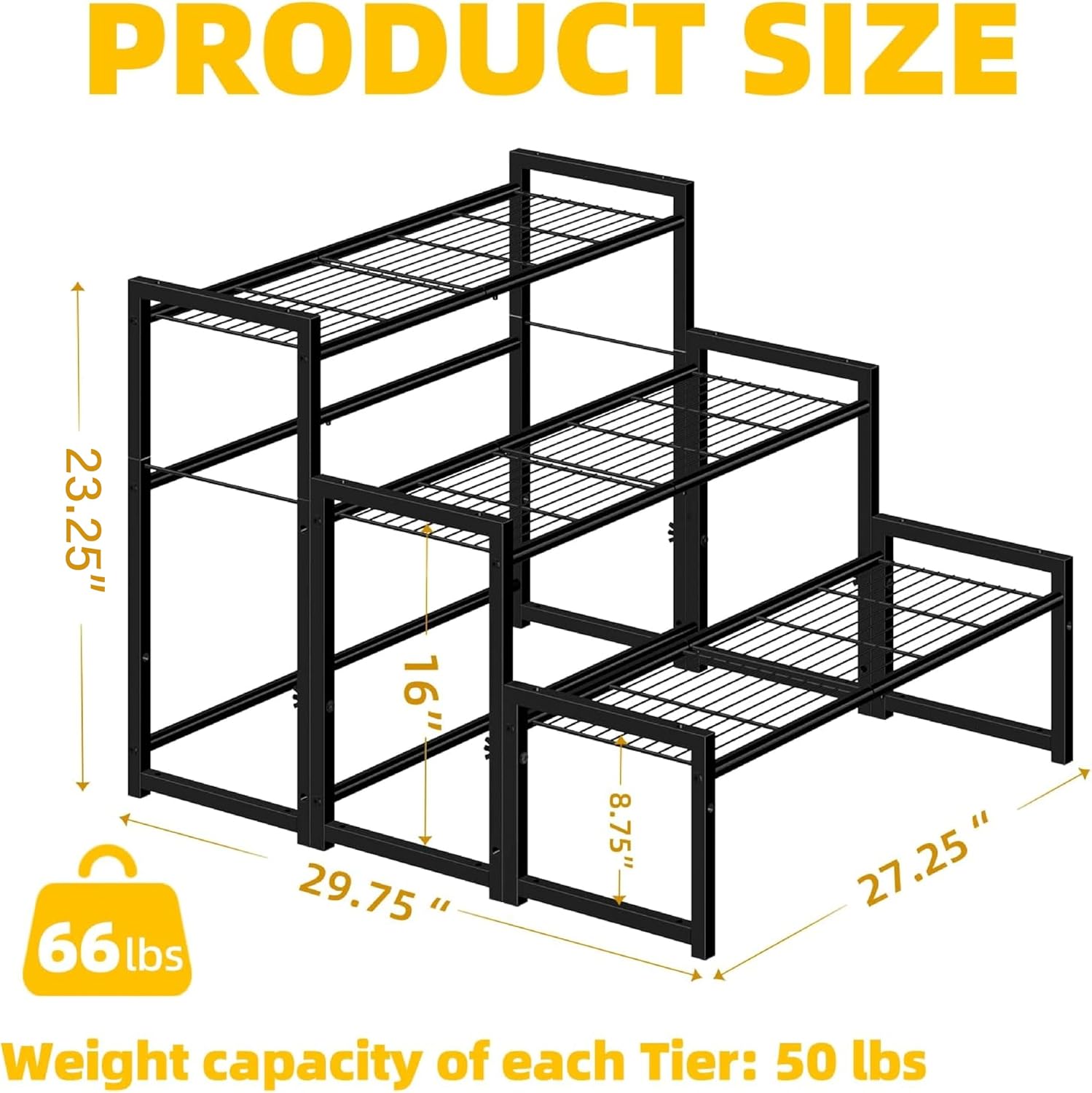 Simple Trending 3 Tier Metal Plant Stand Outdoor Indoor Waterproof, St