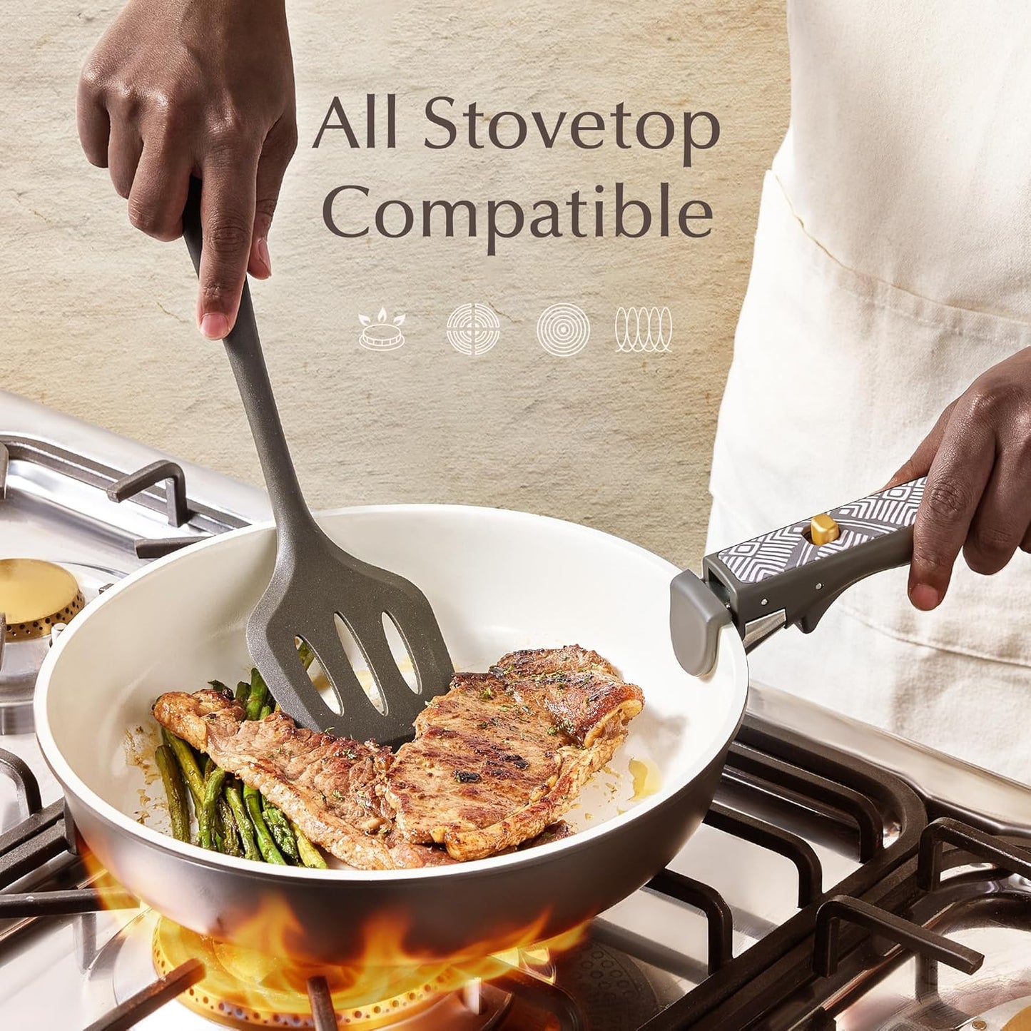 CAROTE 21-Piece Ceramic Cookware Set, Nonstick Pots and Pans Set with 
