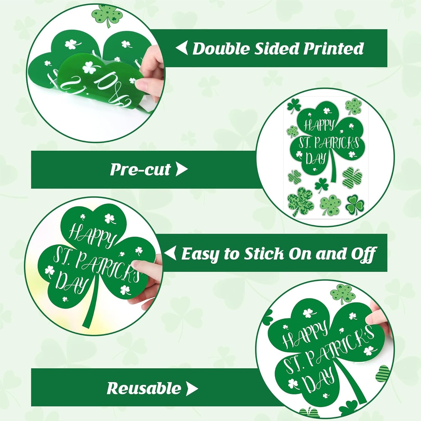 9 Sheets St Patricks Day Window Clings, 116 PCS St Patrick's Day Shamrock Window Stickers for St Patricks Day Decorations, Green Static Spring Window Clings for Glass Windows Decor