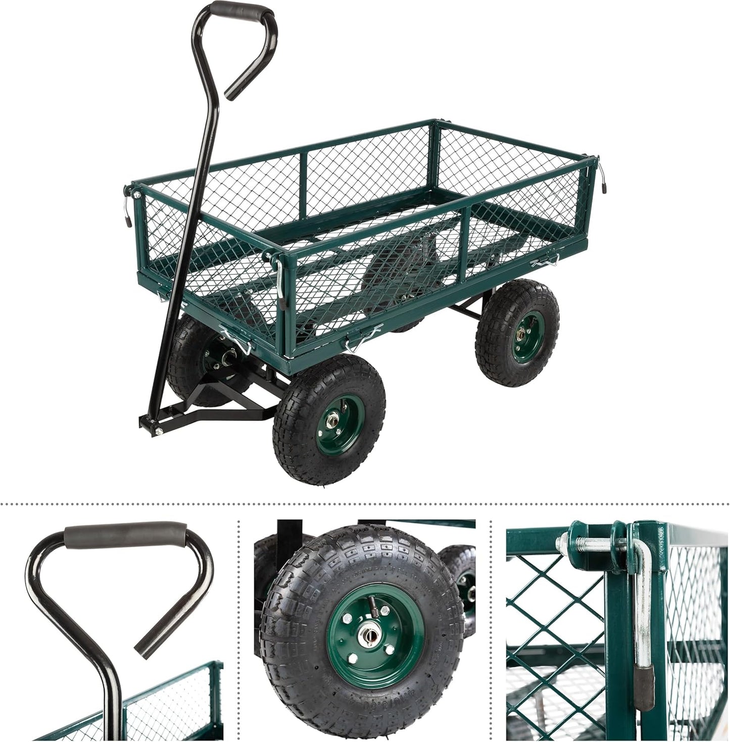 Garden Cart - Rolling Wagon Cart with 650lb Weight Capacity, All-Terra