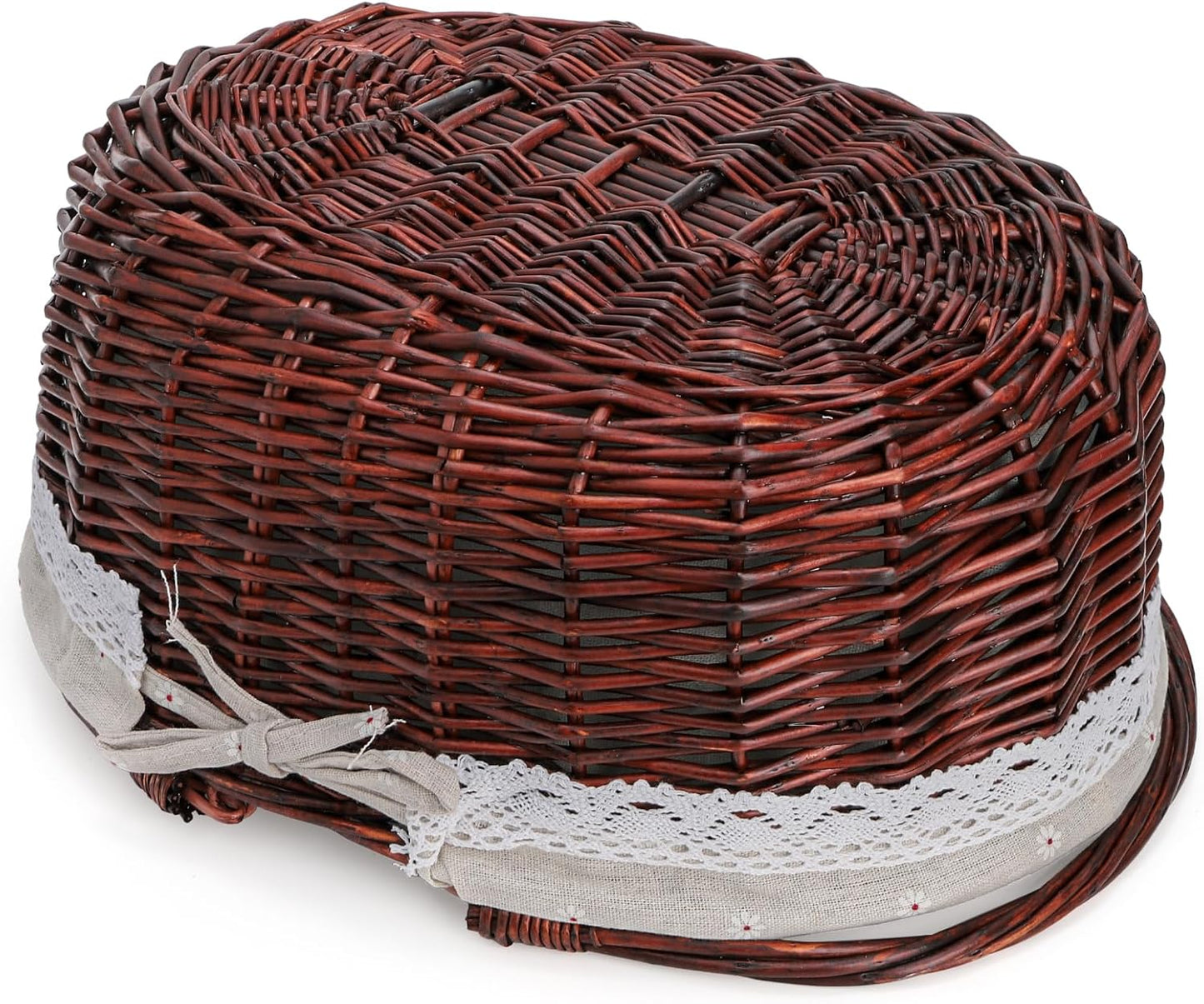 Dicunoy Wicker Picnic Basket with Handle, Large Empty Gift Basket to fill, Open Top Market Harvest Baskets for Garden, Fruit, Candy, Wine, Egg Gathering, Wedding, Vegetables
