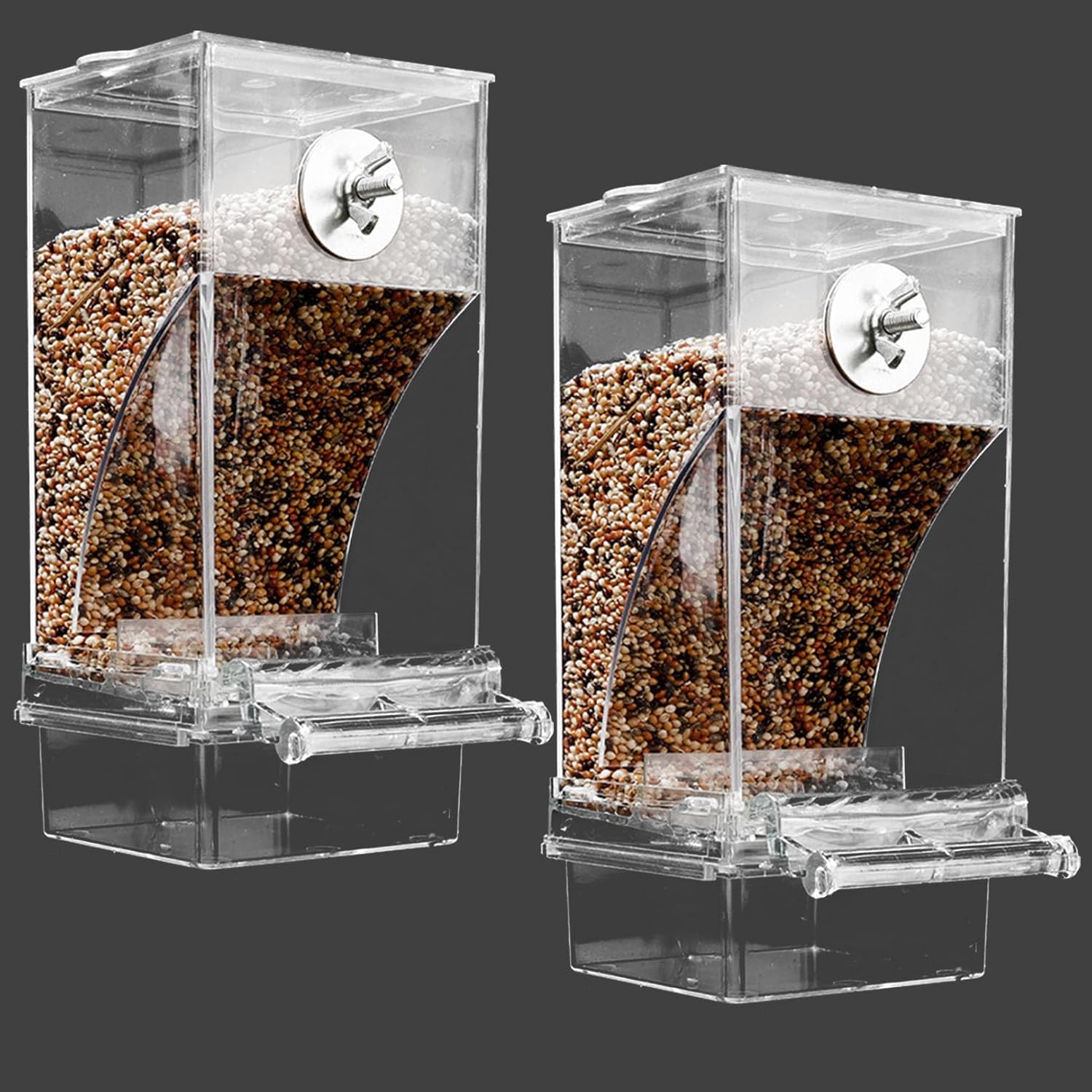 No Mess Bird Feeder for Cage, Automatic No-Spill Transparent Parrot Fe
