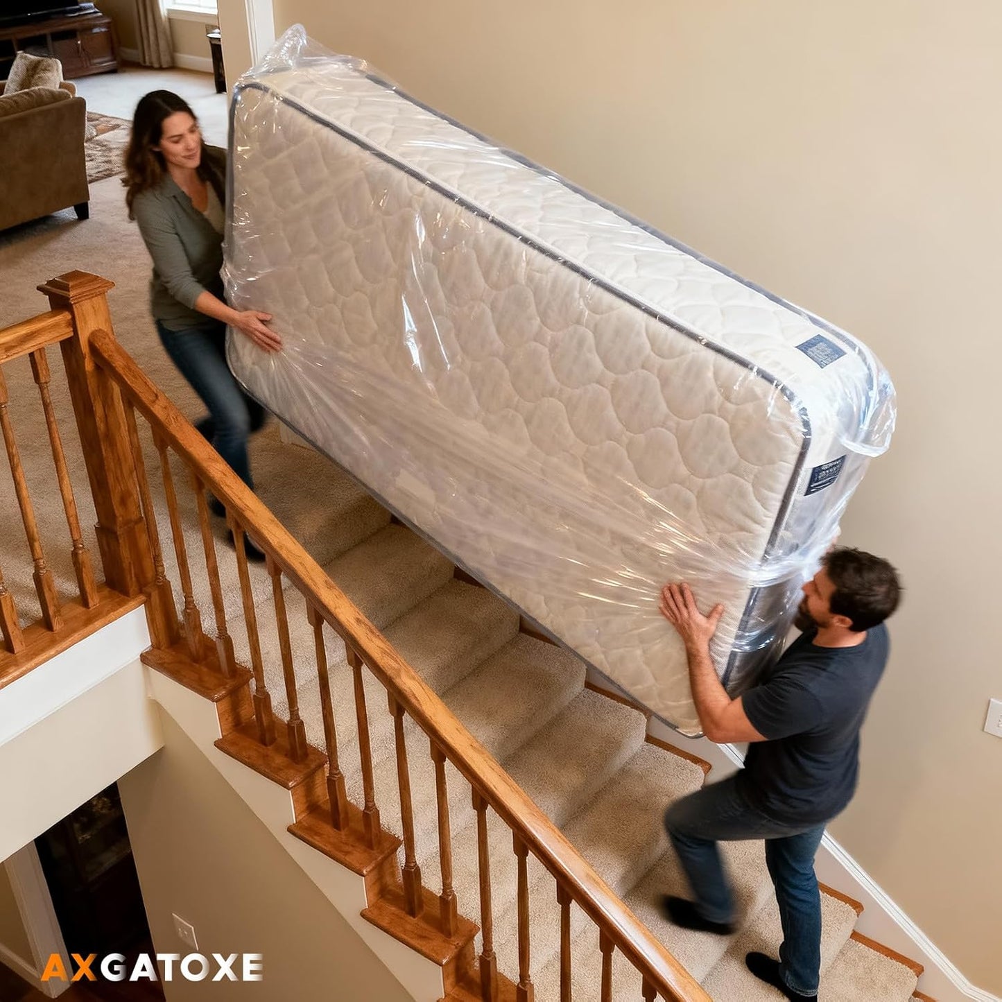 Plastic Mattress Bag for Moving Storage, Waterproof Mattress Cover, Mattress Protector for Moving Supplies - Queen Size (1.5MIL)