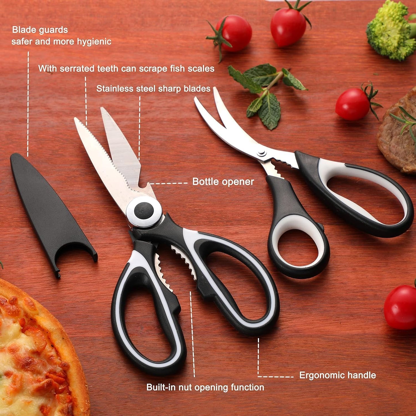 Food Grade Kitchen Scissors All Purpose 3 Pack - Heavy Duty Stainless 