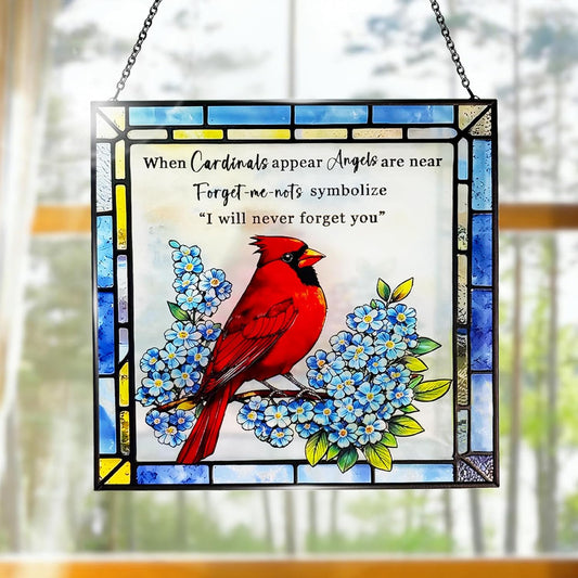 Cardinal Stained Glass Suncatchers for Windows, Hanging Sun Catchers Indoor Window, Cardinal Gifts, in Memory of Loved One Gifts