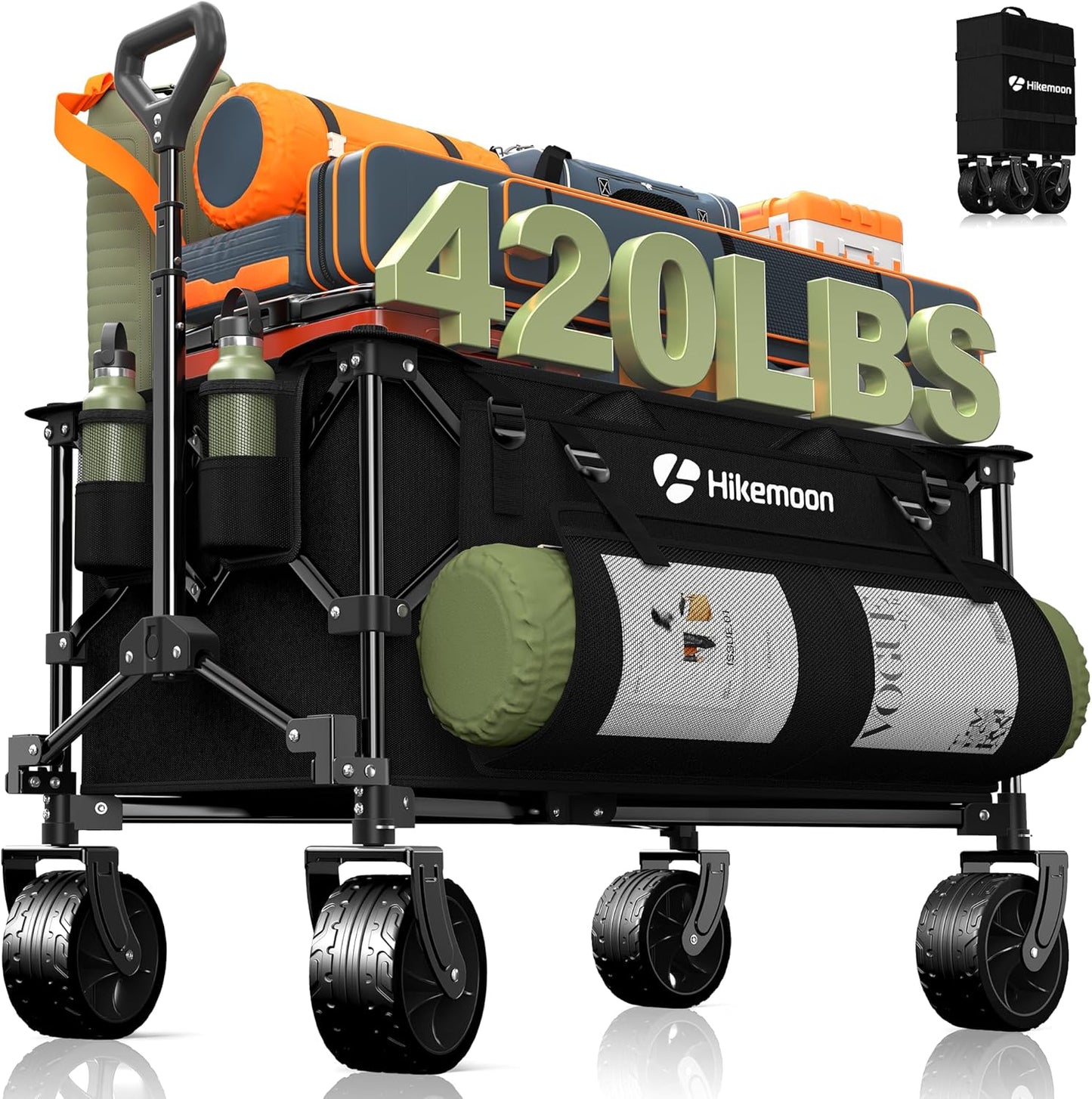 150L Collapsible Wagons Carts Foldable, 420LBS Heavy Duty Folding Beac