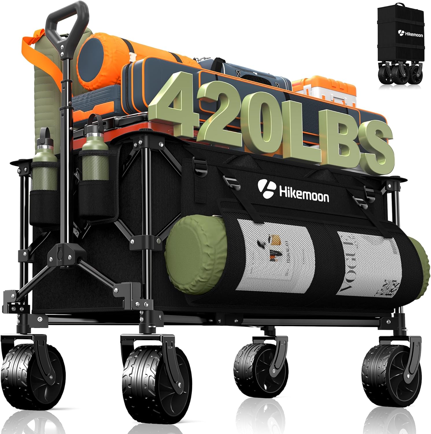 150L Collapsible Wagons Carts Foldable, 420LBS Heavy Duty Folding Beac