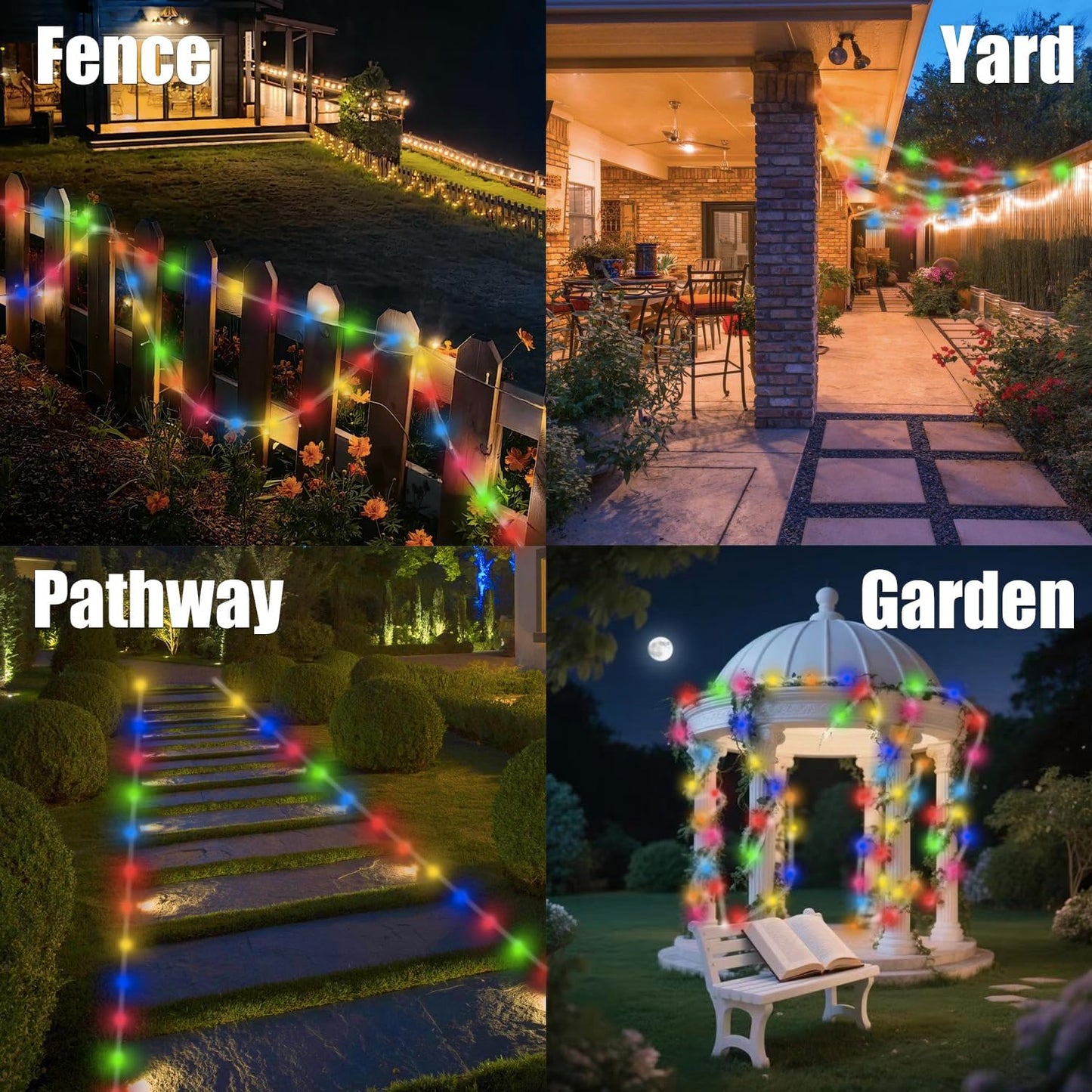 (Multicolor Fairy Light Solar Outdoor 33Ft 100 LED Rope Lights for Outside 8 Modes Solar Rope Lights Outdoor Waterproof for Patio Fence Party Garden Yard Home Holiday Tree Decoration.