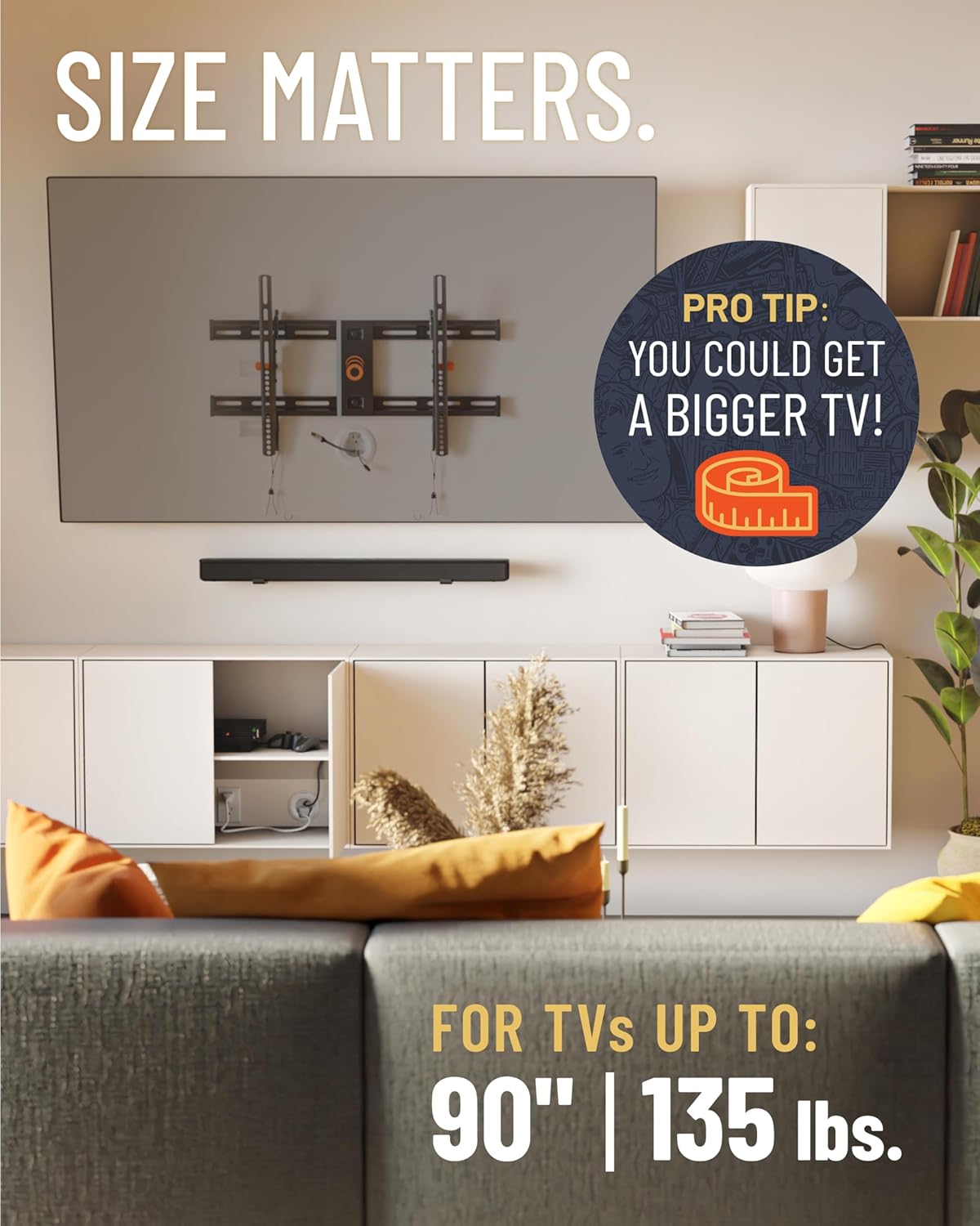 ECHOGEAR Wall Mount TV Bracket for TVs Up to 90" - Low Profile Design 