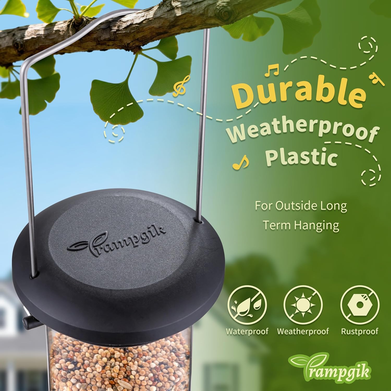 Bird Feeders for Outdoors Seed Catcher,6 Port Wild Bird Feeders with T