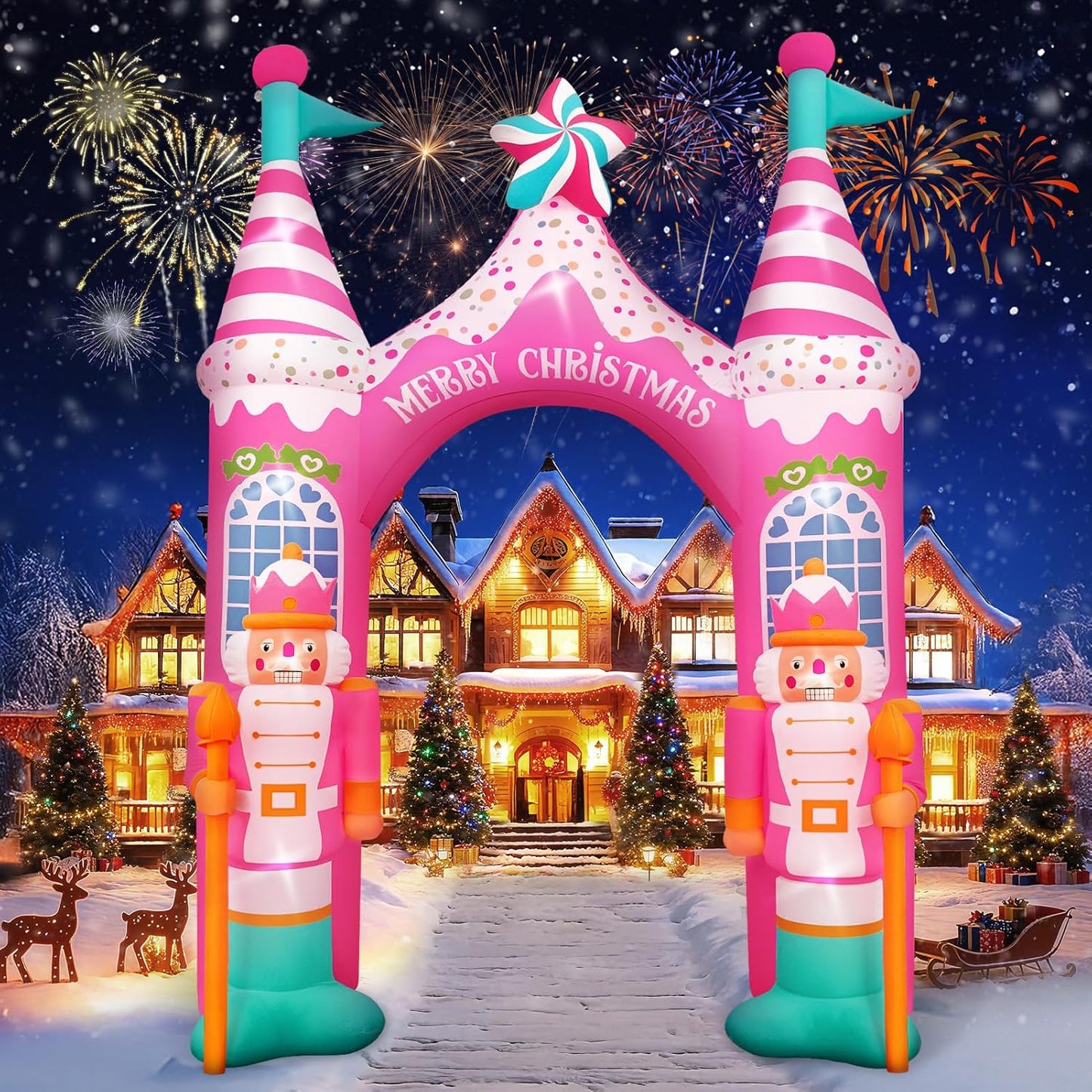 Evoio 12 FT Giant Christmas Archway Inflatables Nutcracker with LED Li