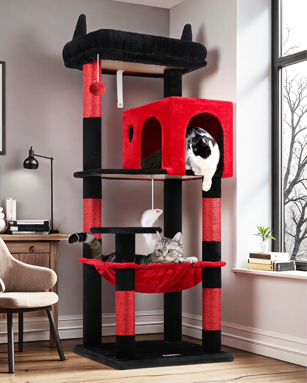 Globlazer Gothic Cat Tree Tower with Scratching Post for Indoor Cats, 