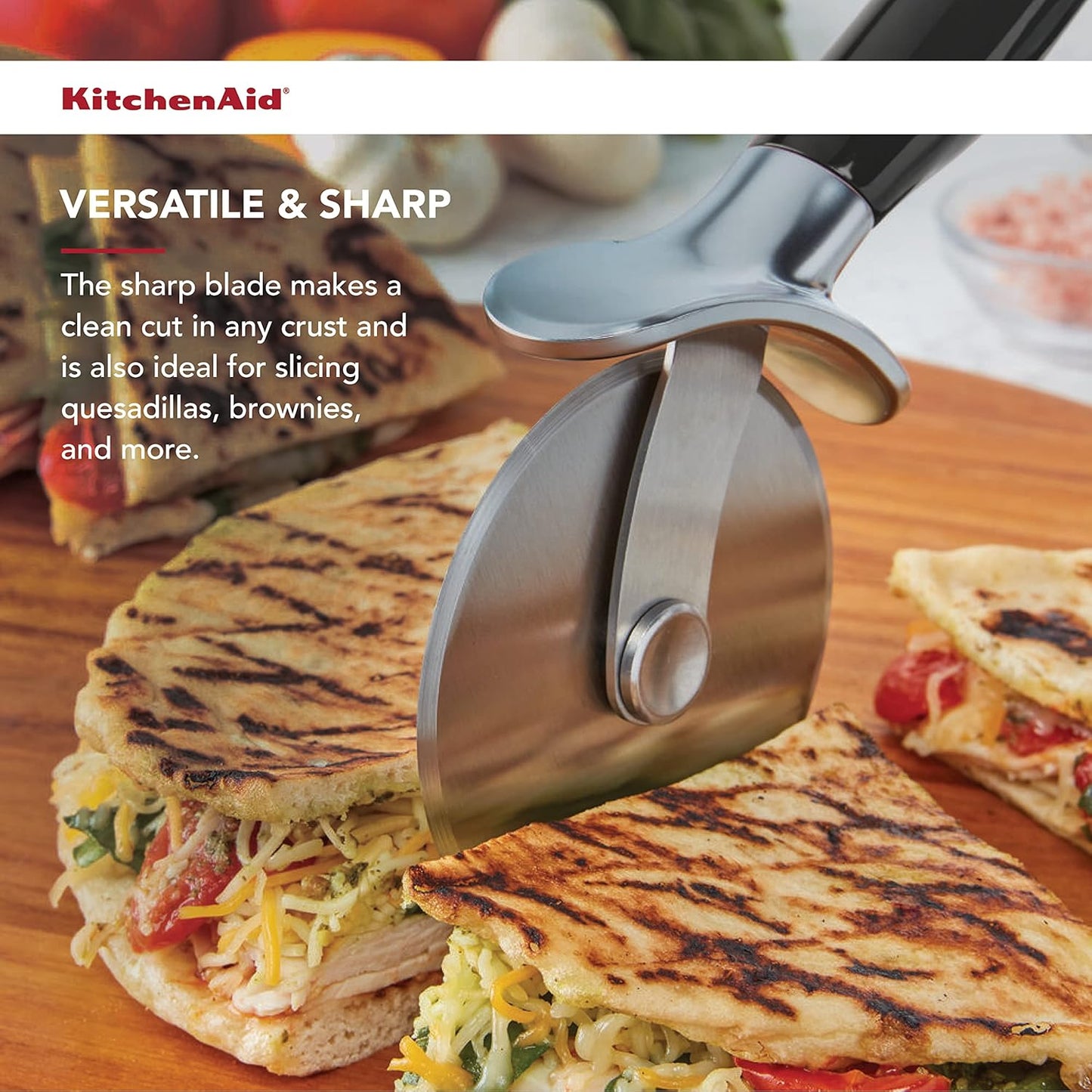 KitchenAid Classic Pizza Wheel with Sharp Blade For Cutting Through Cr