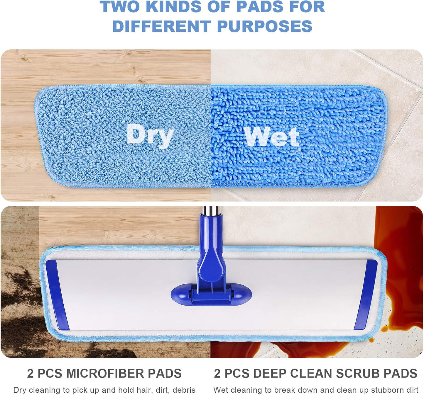 18" Professional Microfiber Mop Floor Cleaning System, Flat Mop with S