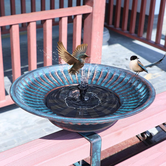 Solar Bird Bath,Deck Bird Bath with Solar Fountain,Metal Bird Bath Bub