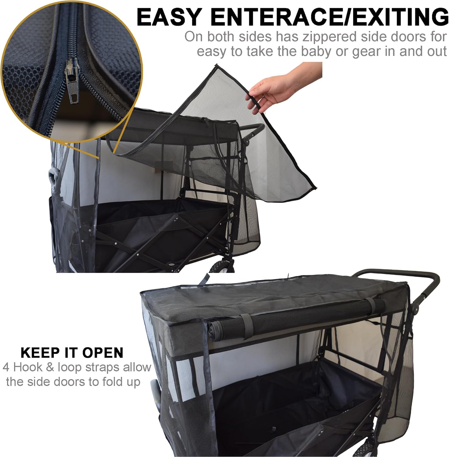 Mosquito Net for Wagon Universal, Bug Net Cover for Collapsible Beach 
